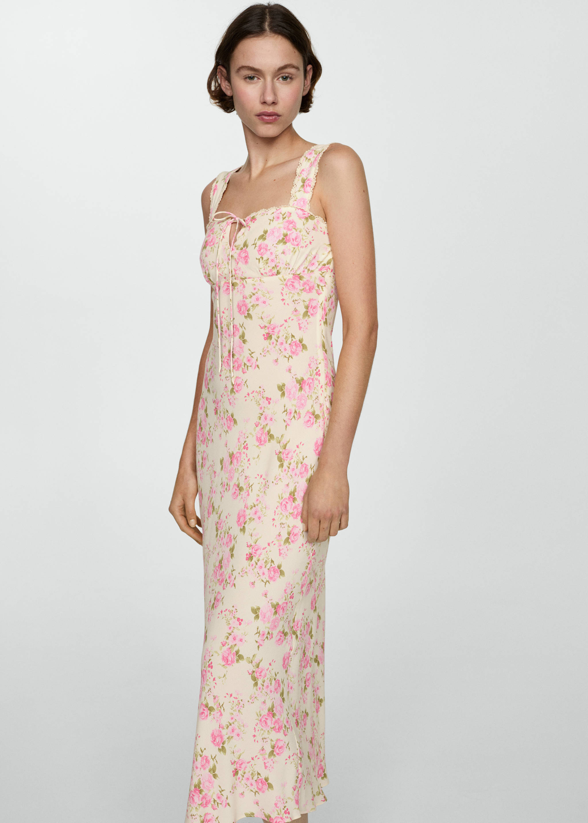 Floral dress with bow neckline - Medium plane