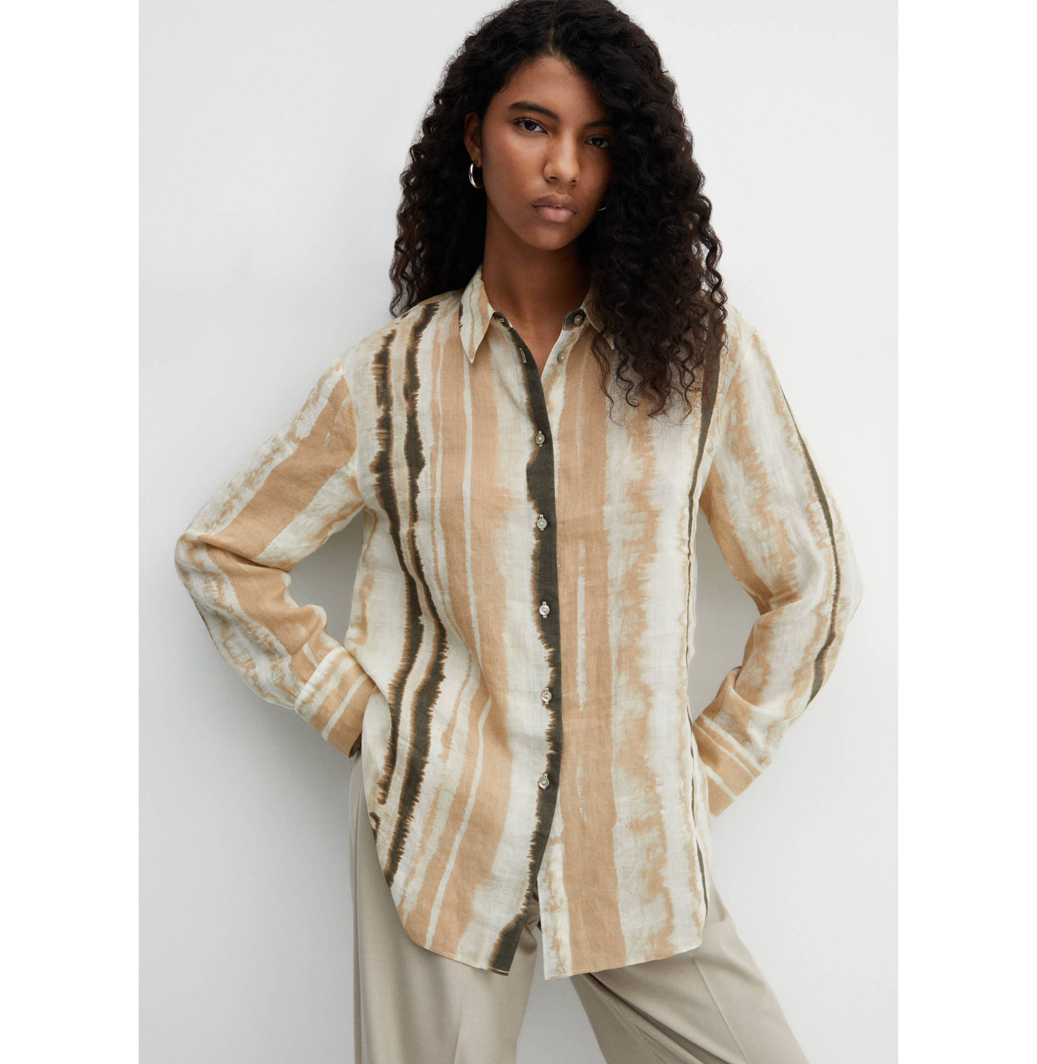 100% ramie printed shirt - Medium plane