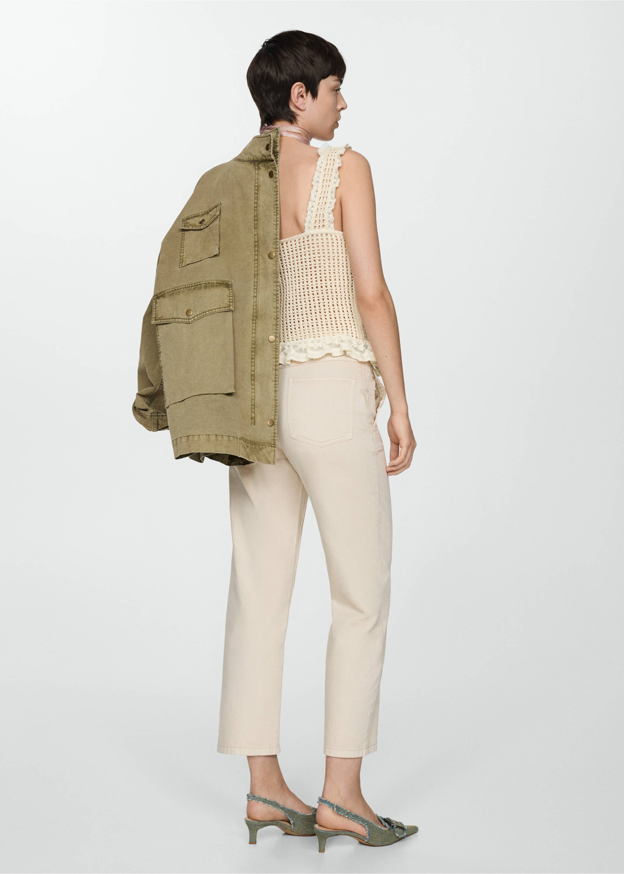 Jeans slouchy cintruón vuelta - Reverso del artículo, Blanco roto. Ref: 67027126-00.