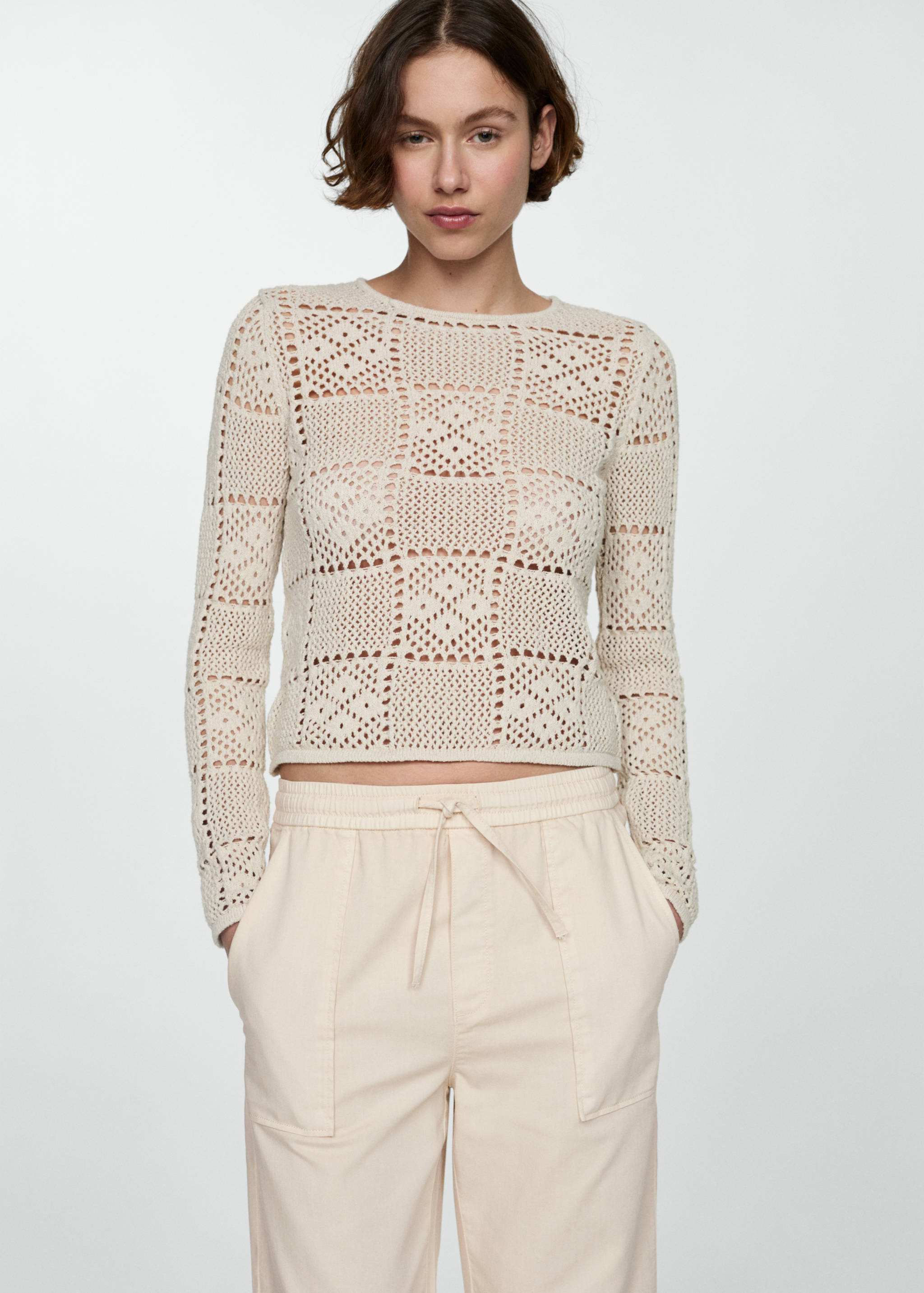 Straight-fit jeans with elastic waist - Details of the article 1