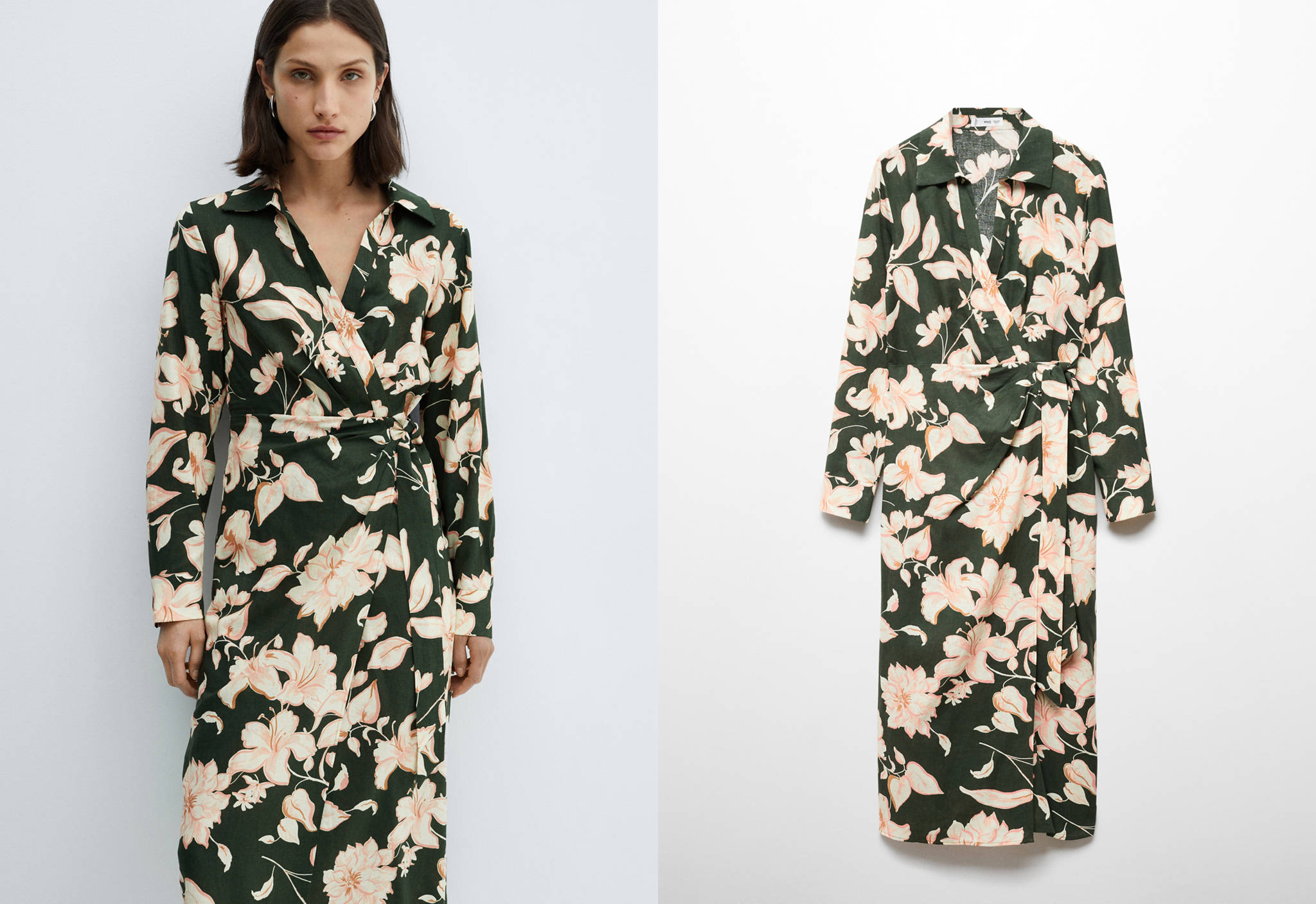Linen shirt dress with bow - Panoramic plane