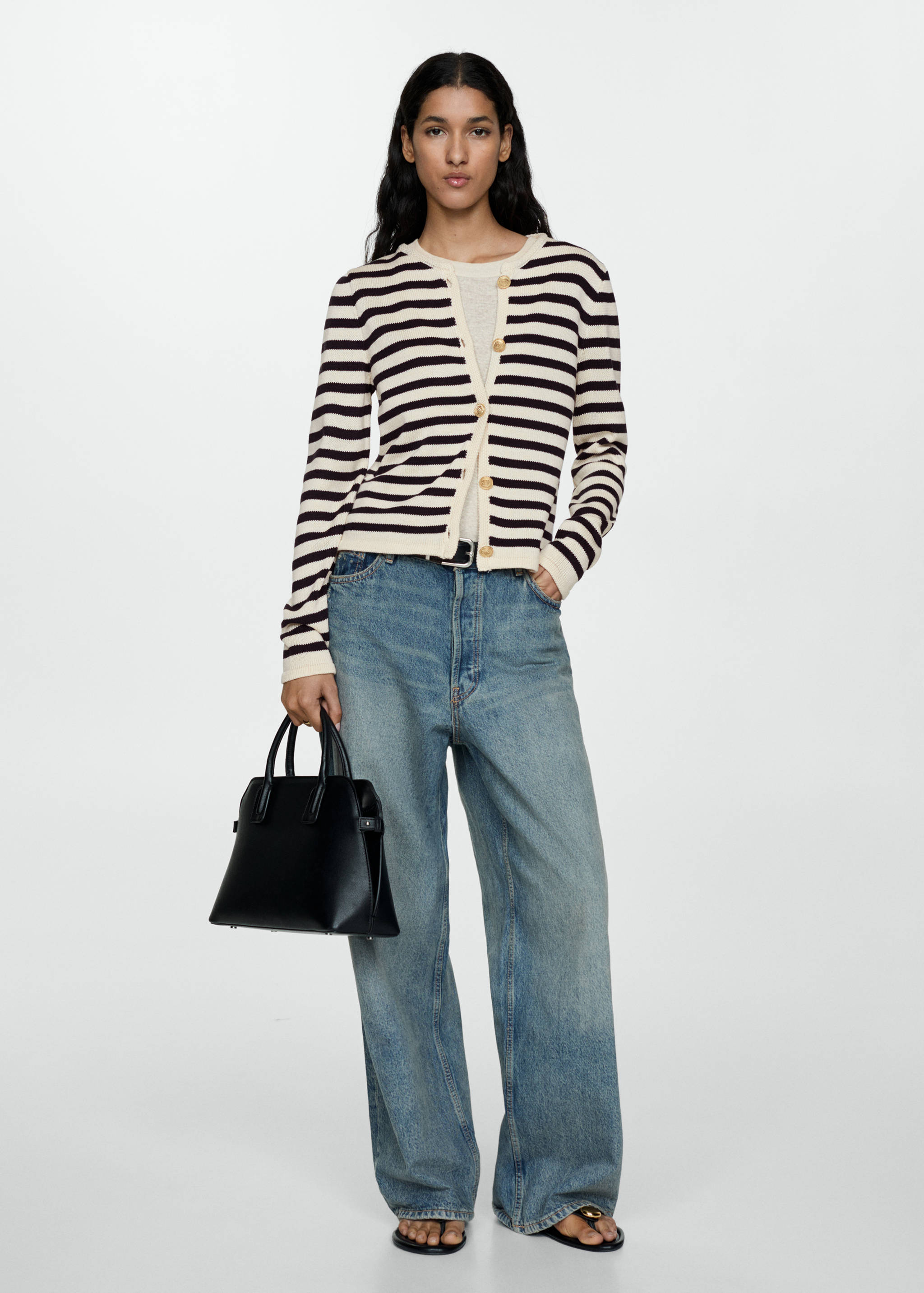 Striped cardigan with jewel buttons - General plane