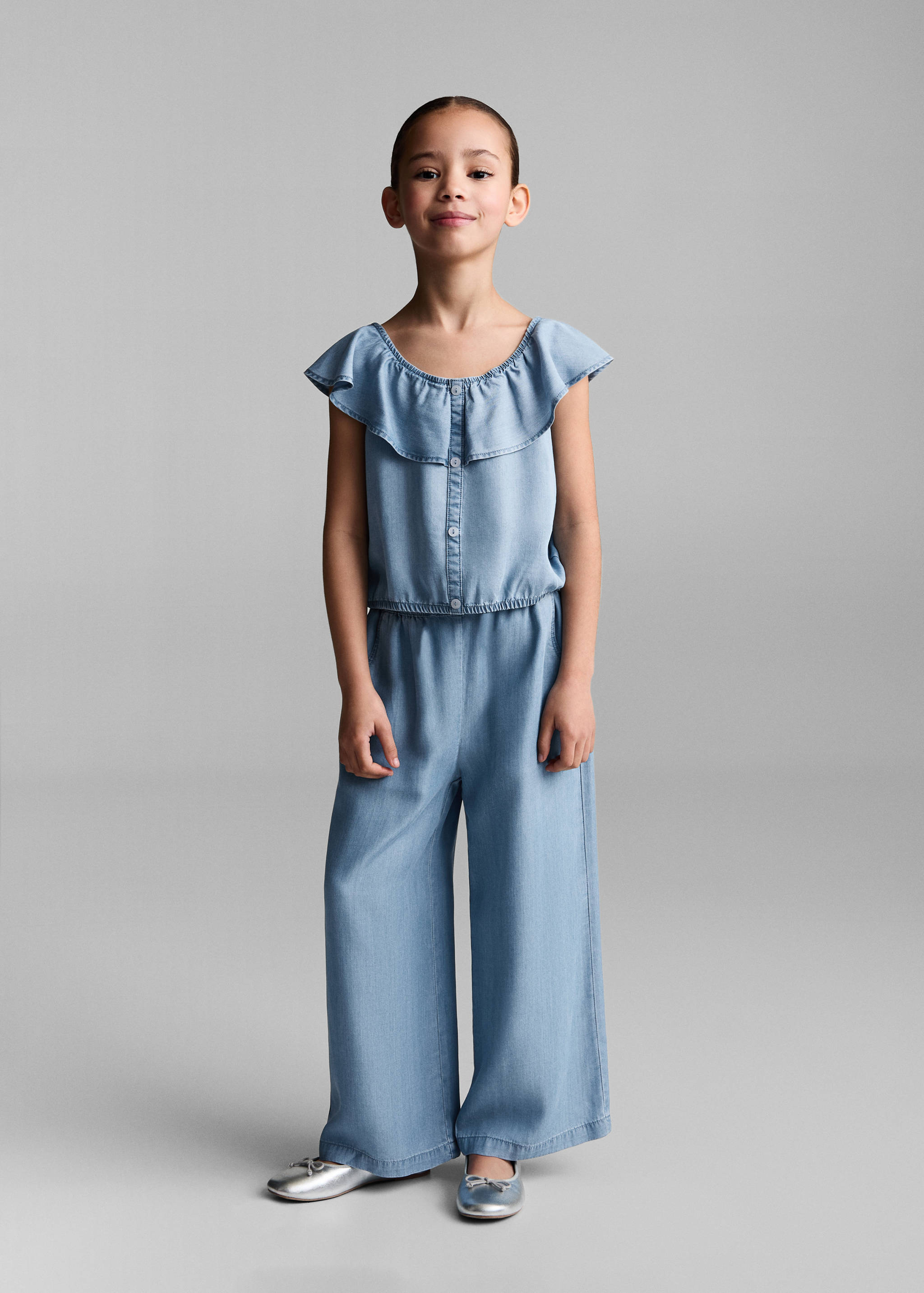 Blusa denim botones - Plano general