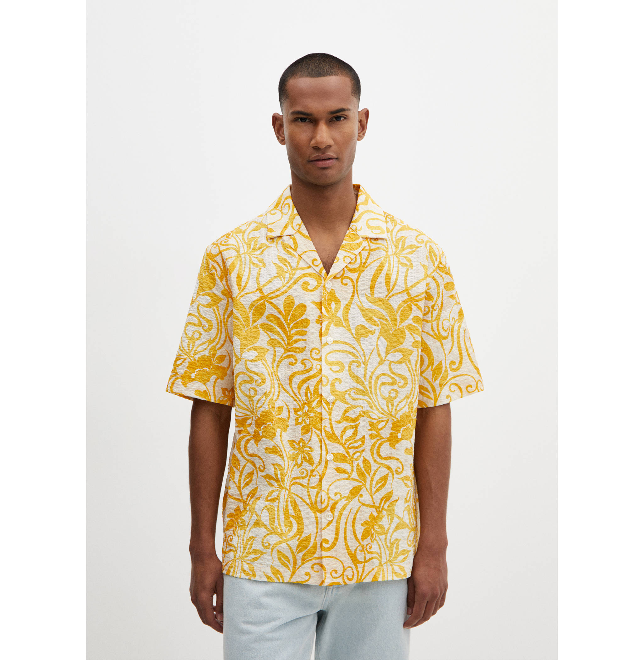 Camisa algodón textura estampada - Plano medio