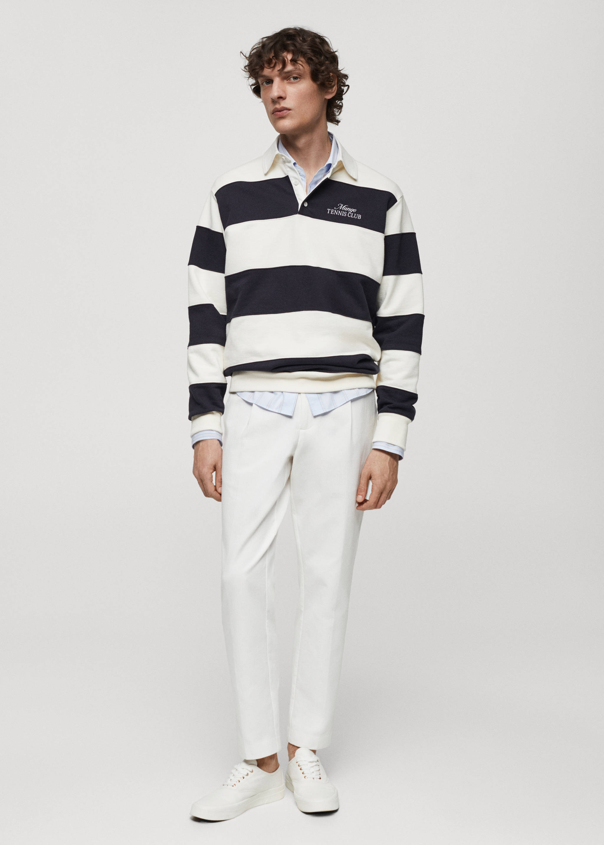 Sweat-shirt polo rayures broderie - Plan général