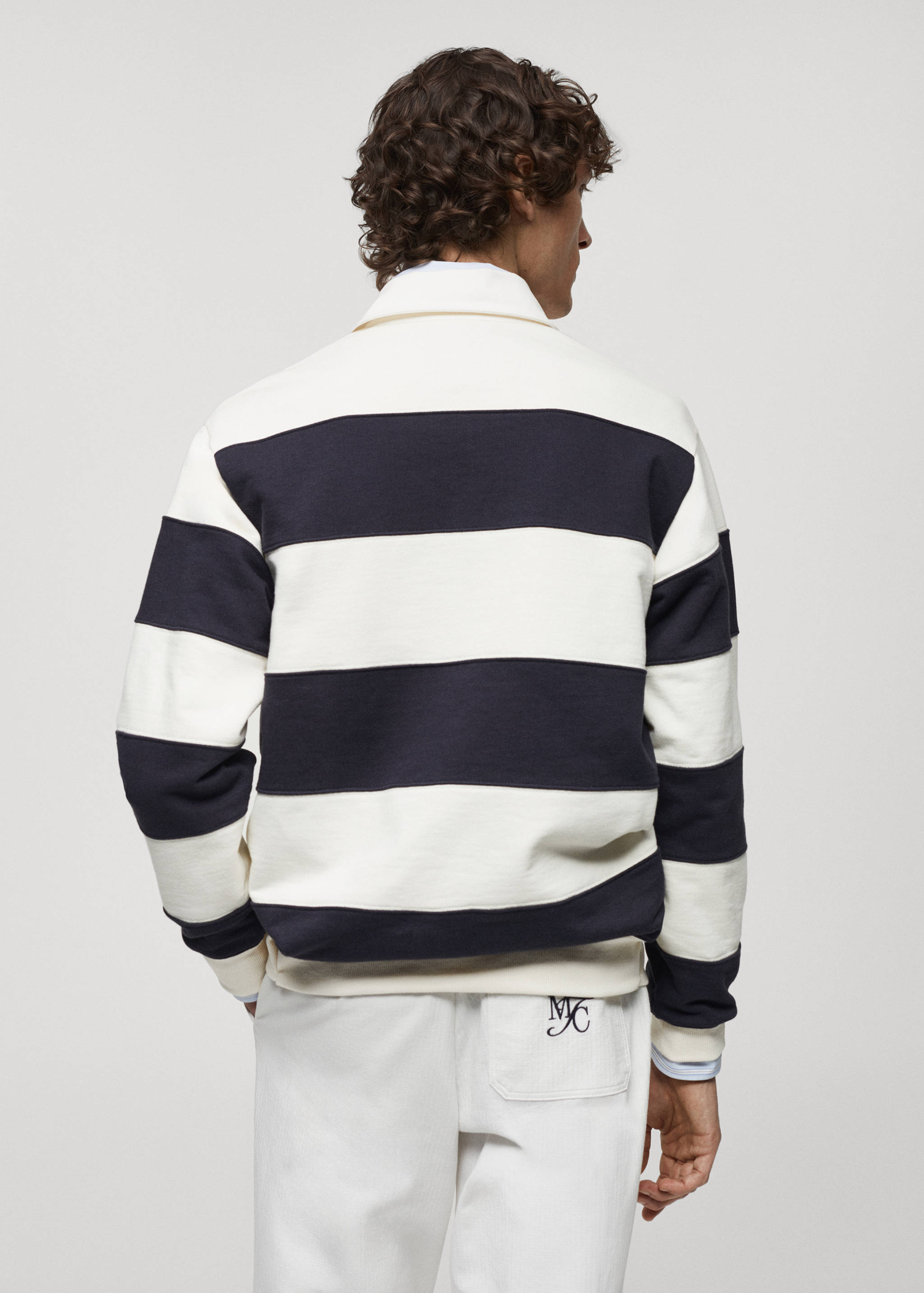 Sweat-shirt polo rayures broderie - Verso de l’article