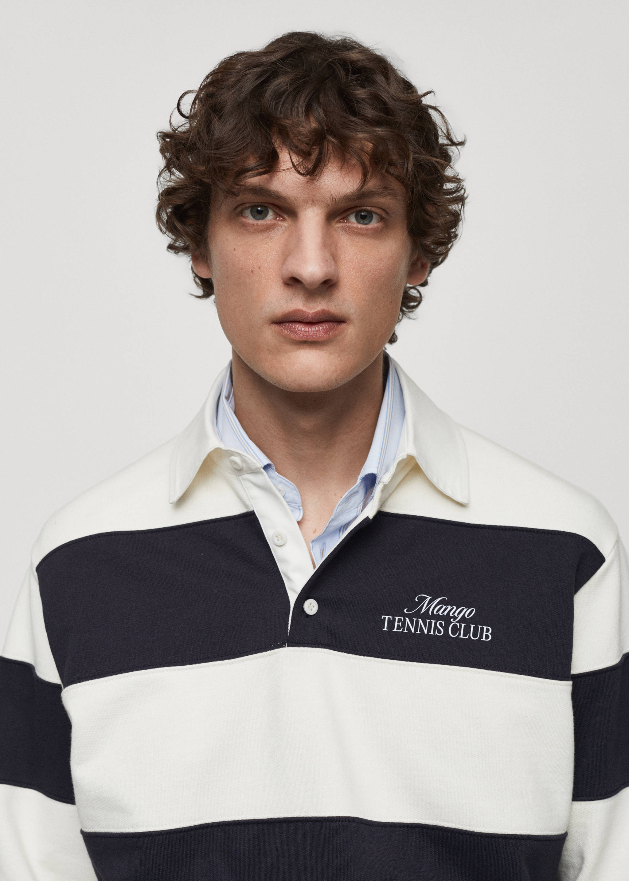 Sweat-shirt polo rayures broderie - Détail de l'article 1