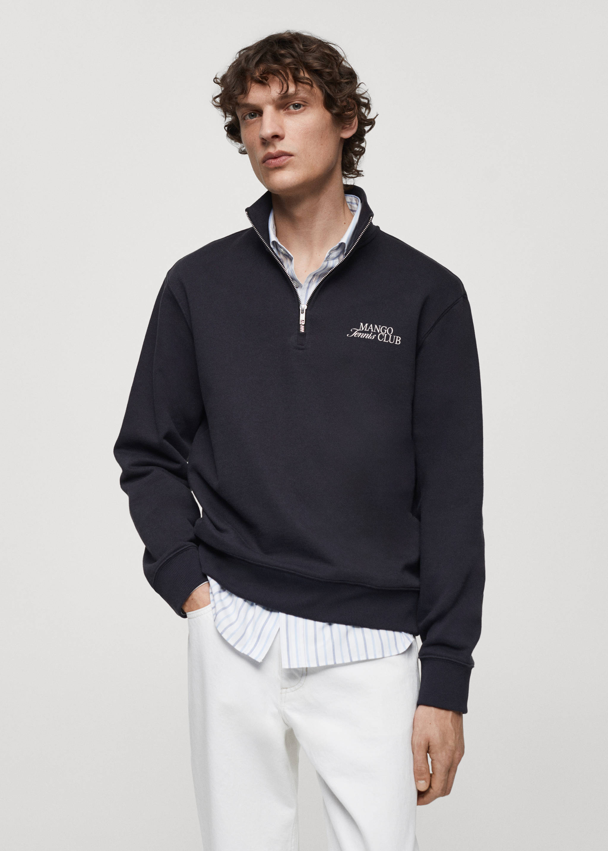 Sudadera cremallera estampado - Plano medio