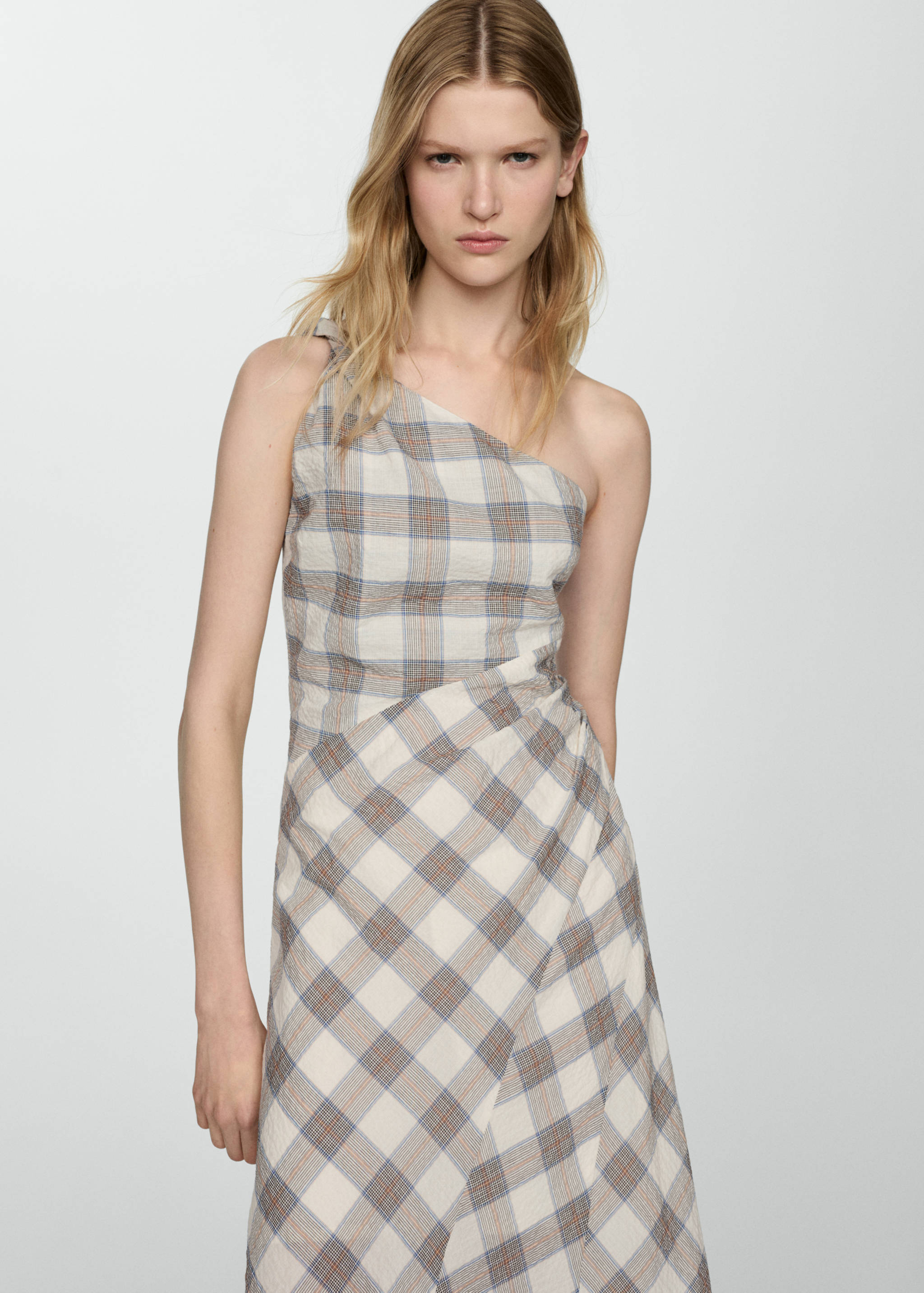 Check asymmetrical dress - Medium plane