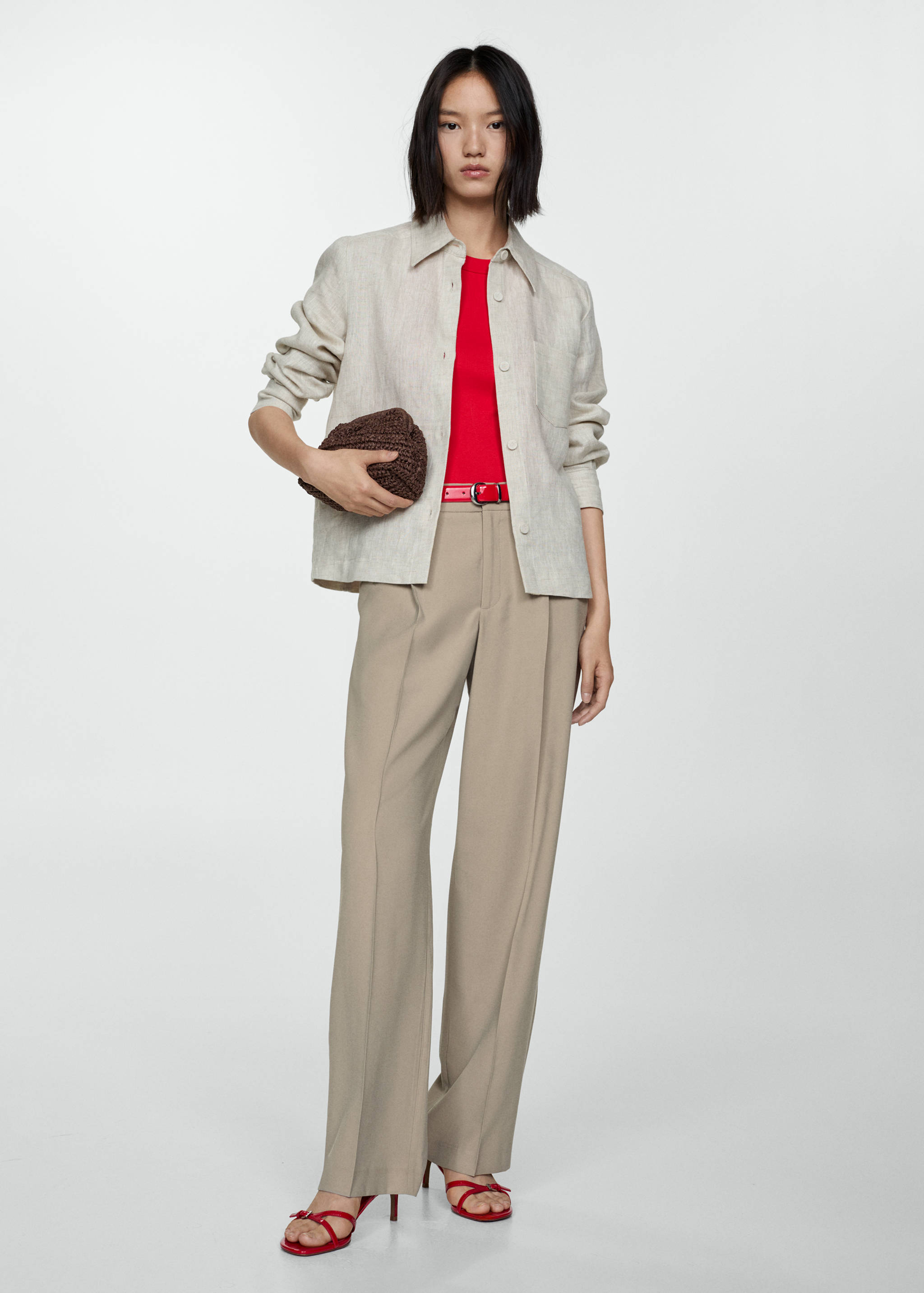 Straight-fit pleated trousers - General plane