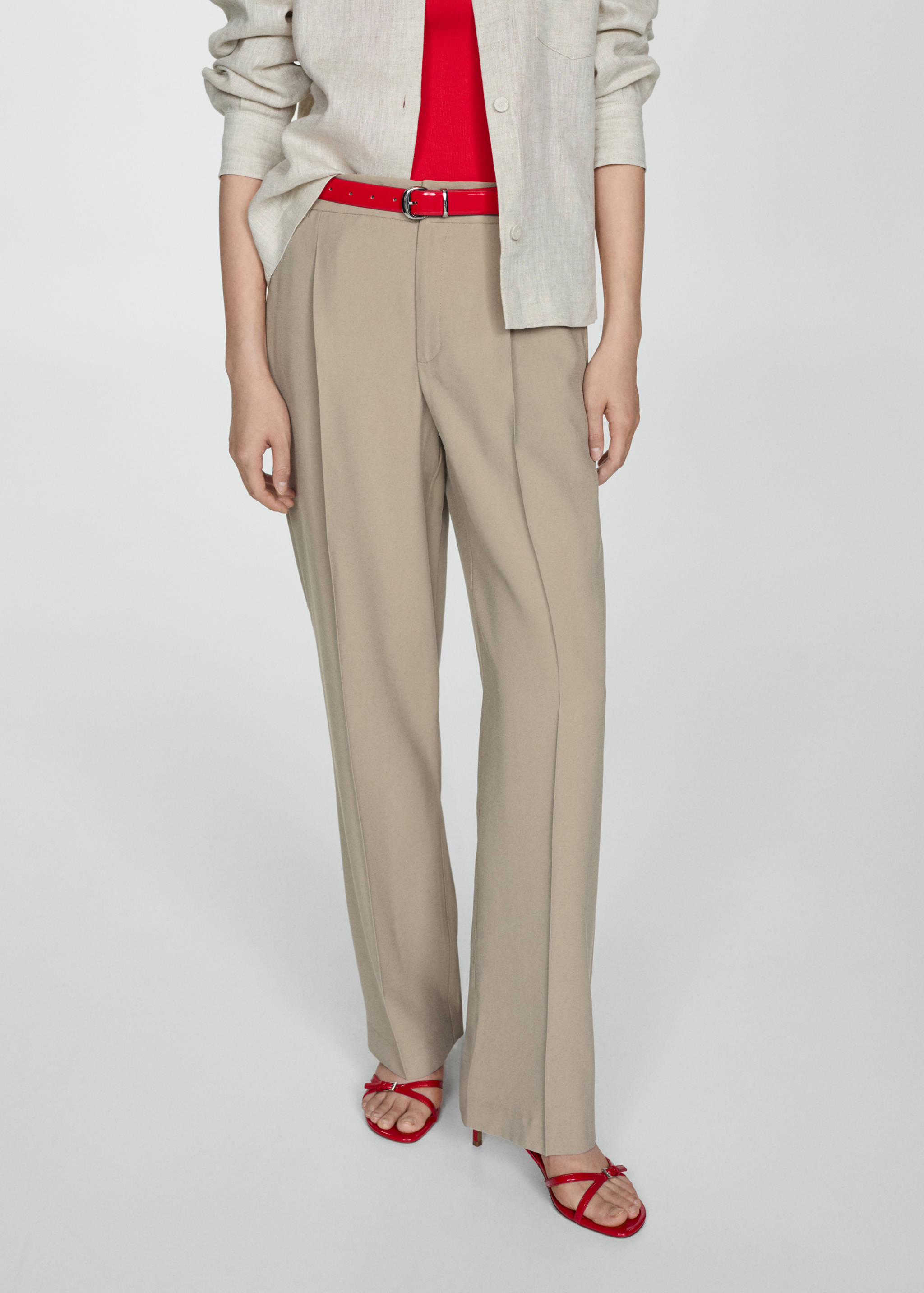 Straight-fit pleated trousers - Medium plane
