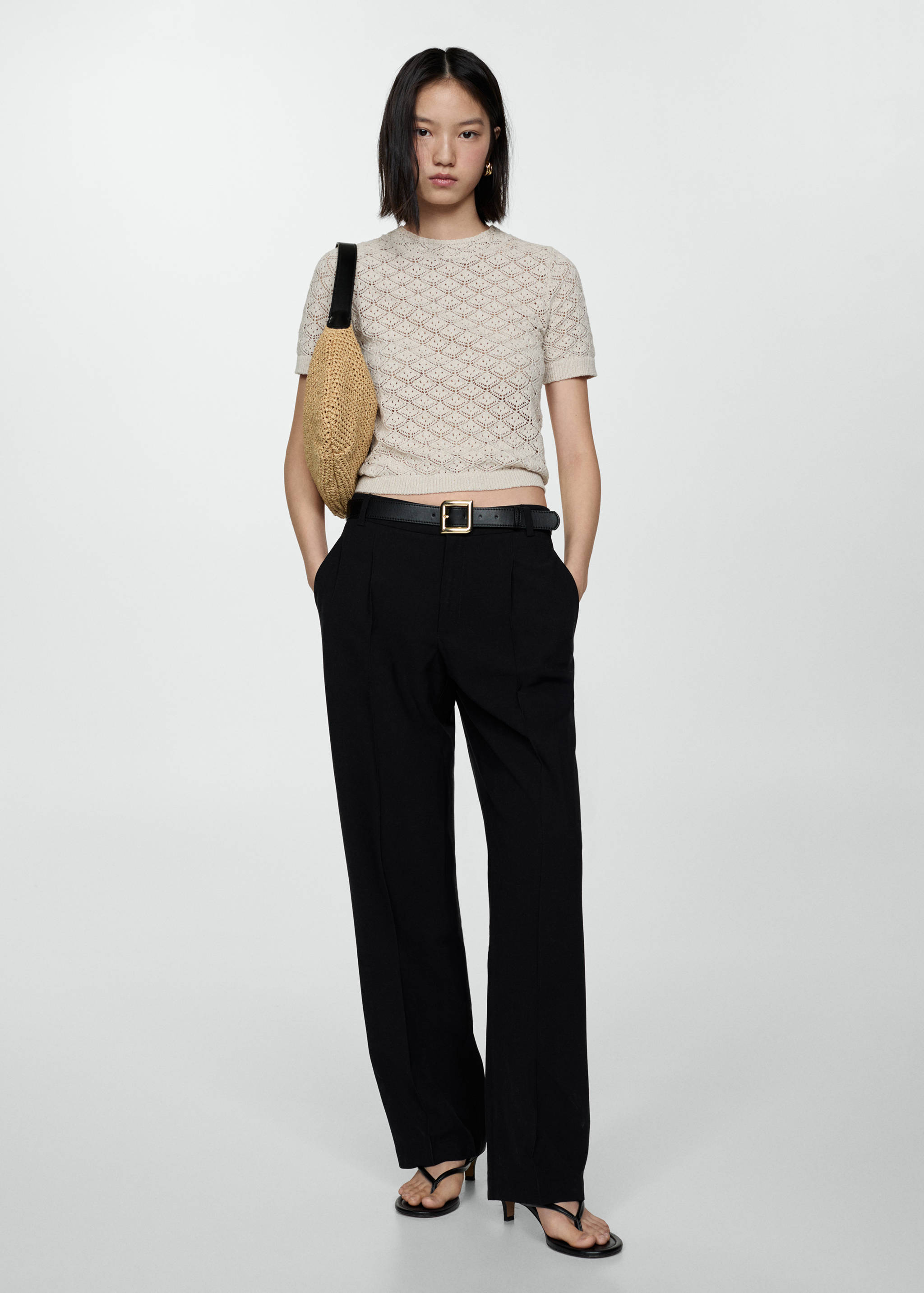 Straight-fit pleated trousers - General plane