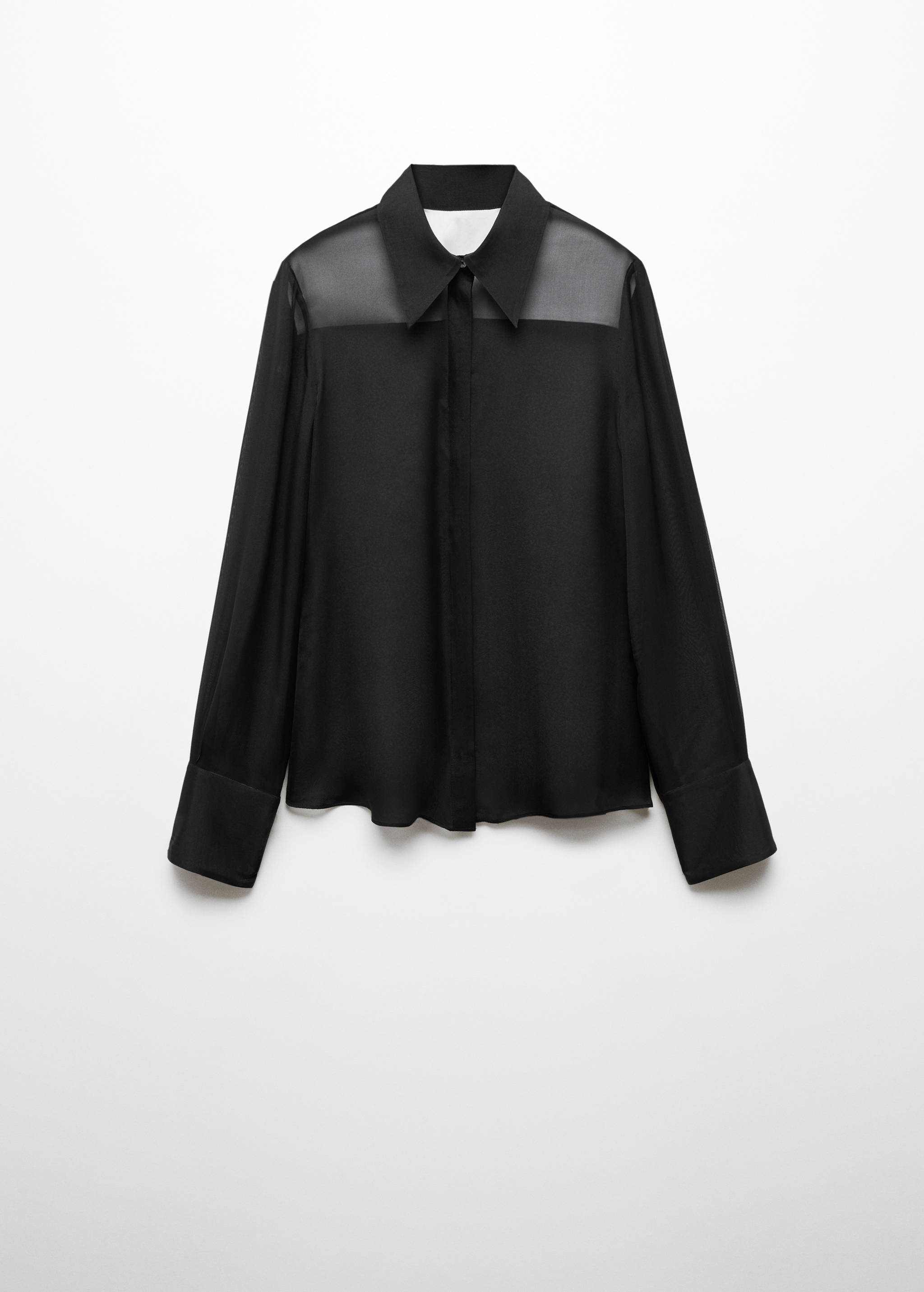 Contrast semi-transparent silk shirt - Article without model