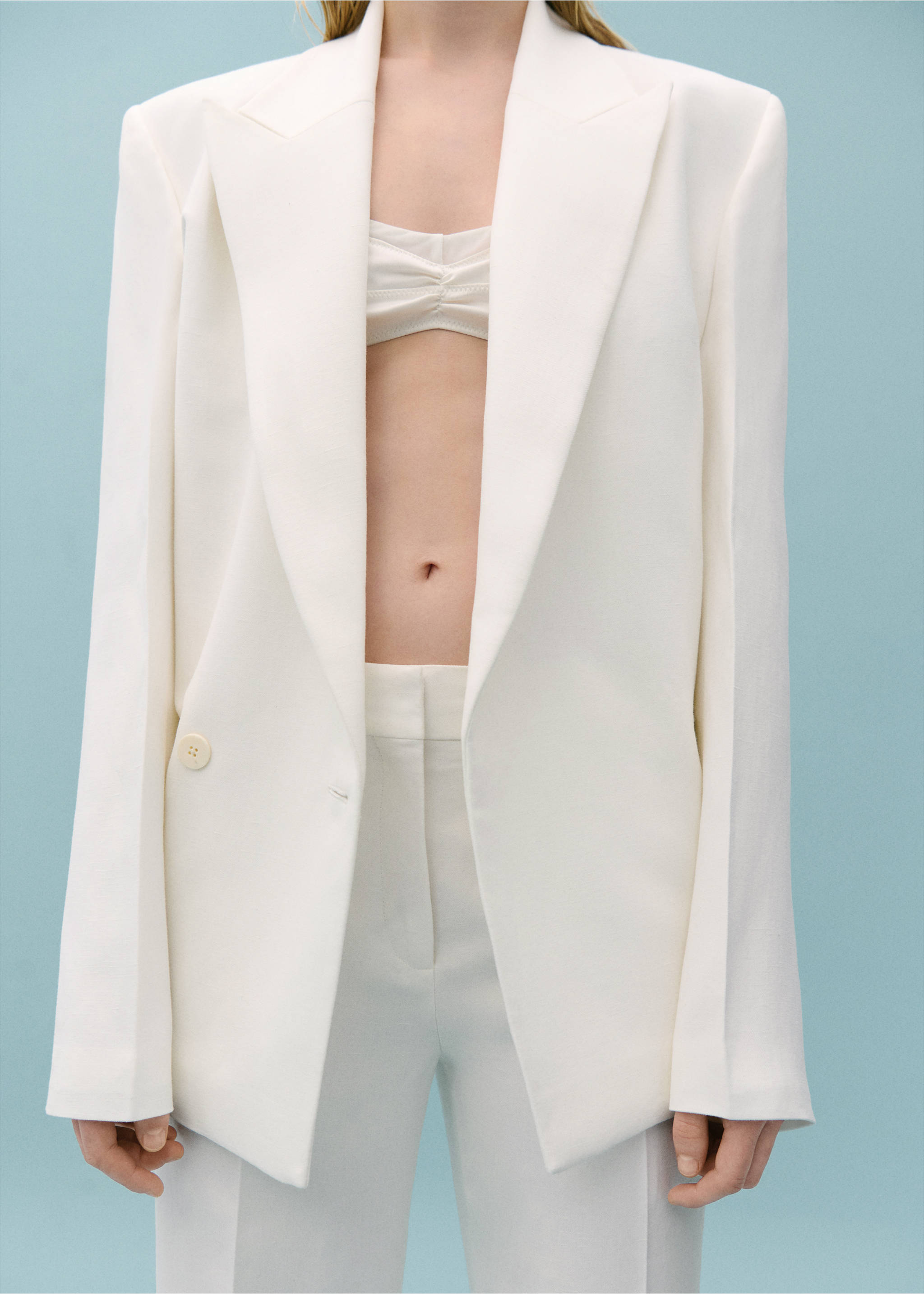 Flared suit trousers - Details of the article 3, Light/Pastel Grey. Ref: 67028660-00.