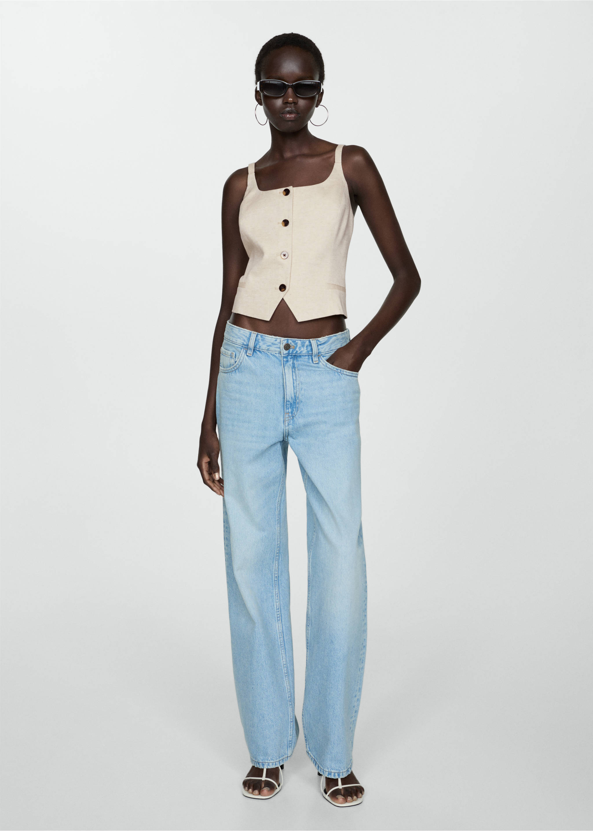 Buttons cotton top - General plane, Ecru. Ref: 67029405-00.