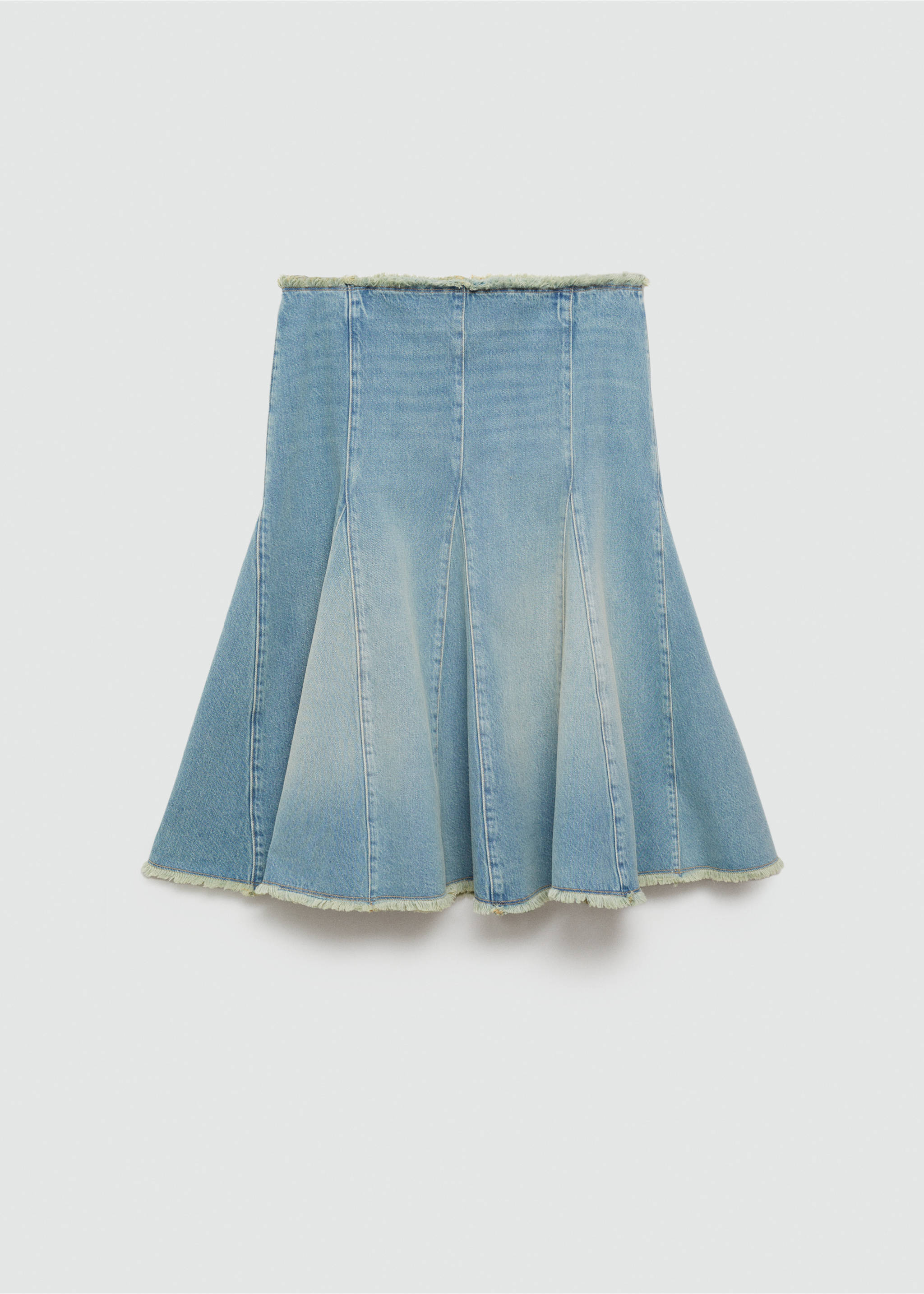 Denim skirt with frayed ends - Article without model, Blue. Ref: 67029606-00.