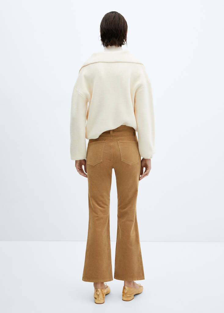 Flared cropped corduroy trousers — Medium Brown
