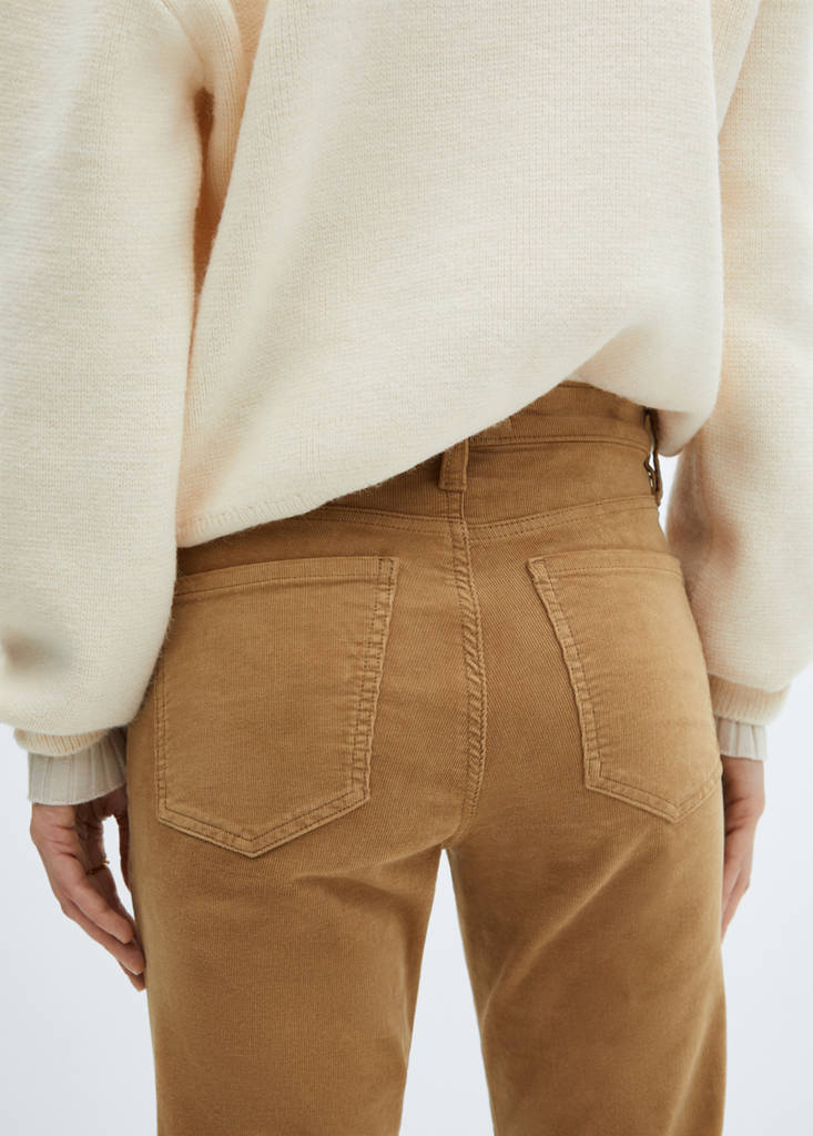 Flared cropped corduroy trousers — Medium Brown