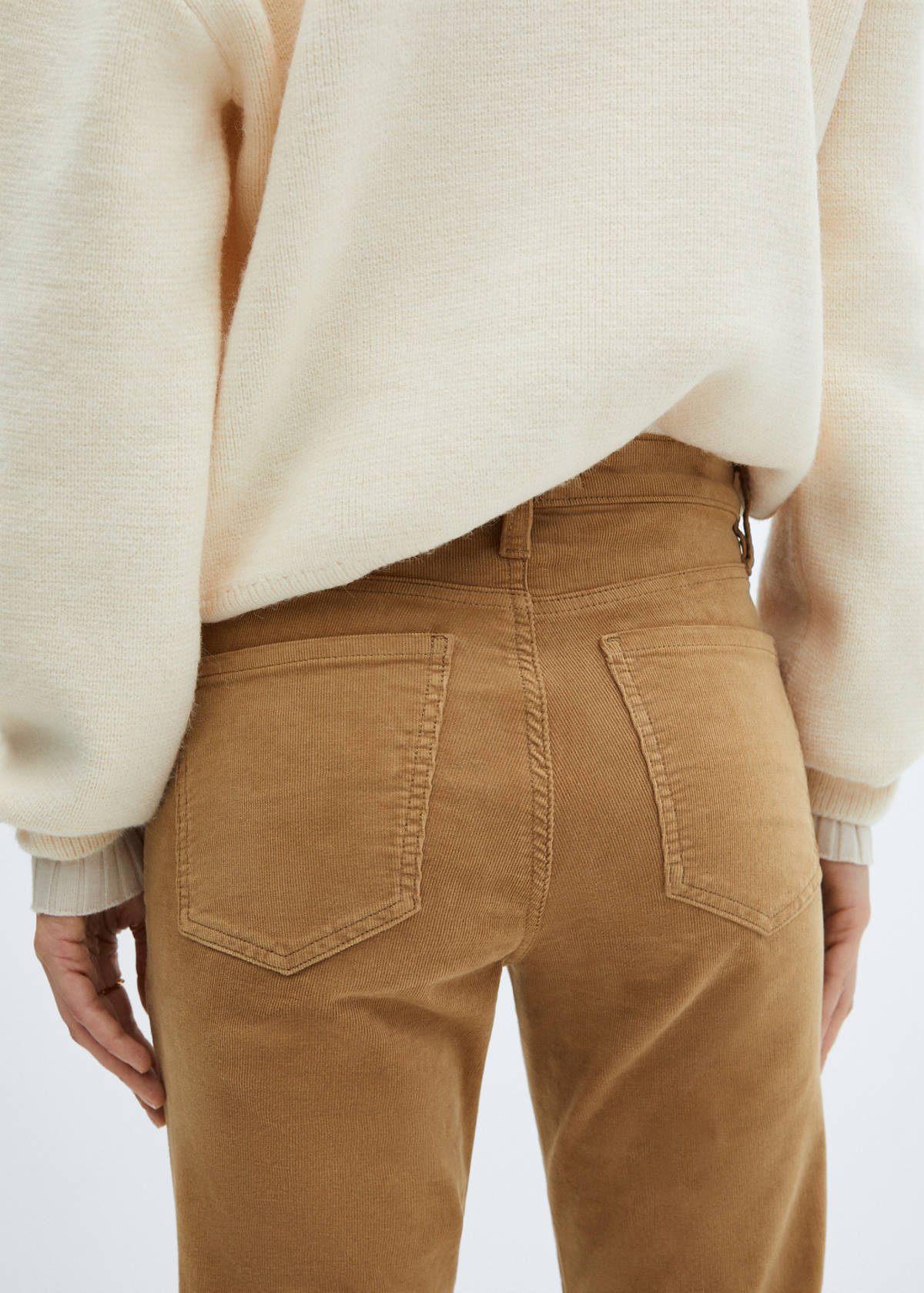 Flared cropped corduroy trousers — Medium Brown