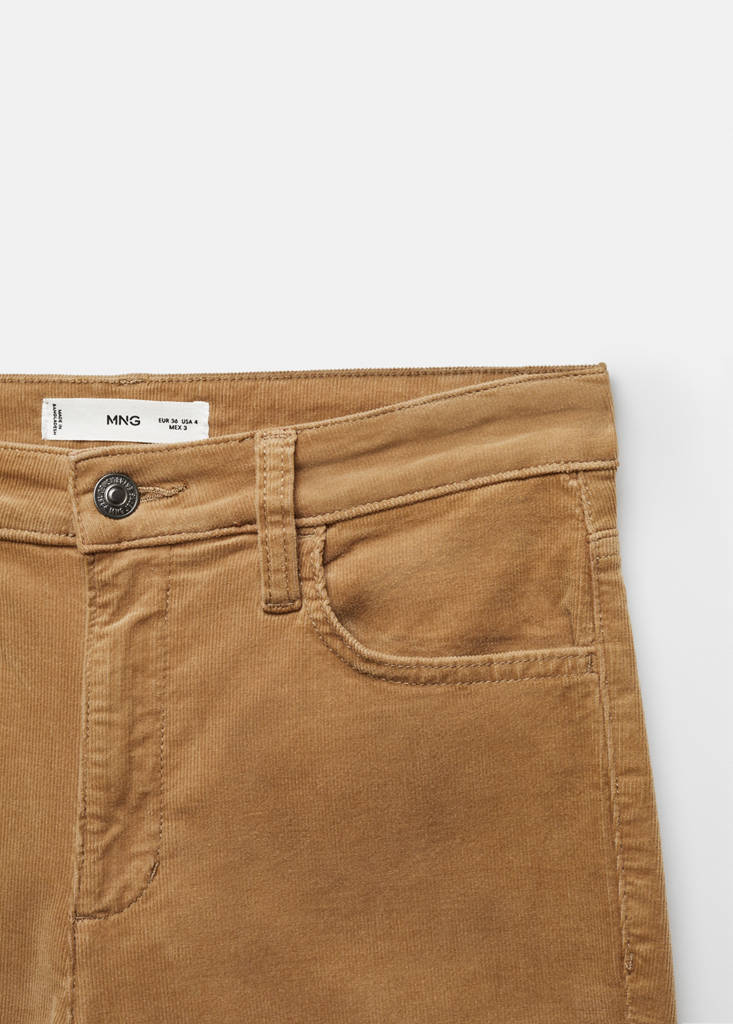 Flared cropped corduroy trousers — Medium Brown