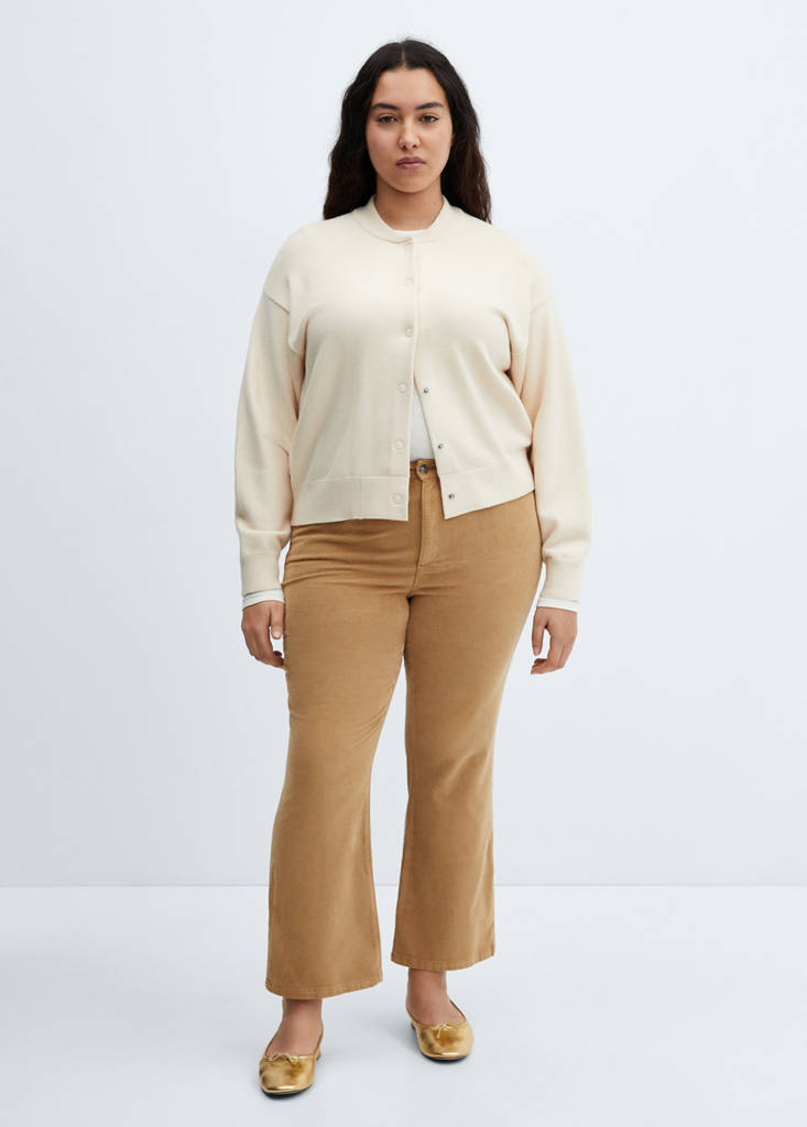 Flared cropped corduroy trousers — Medium Brown