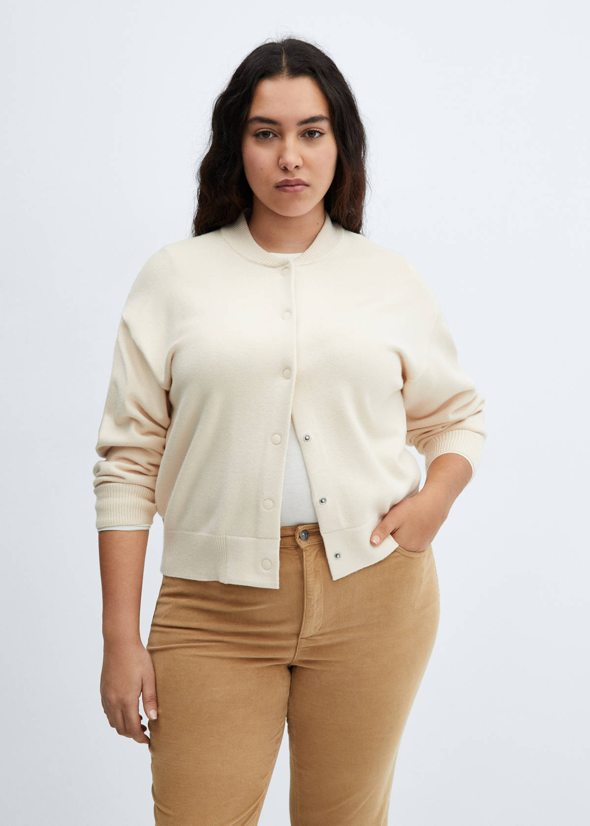 Flared cropped corduroy trousers — Medium Brown