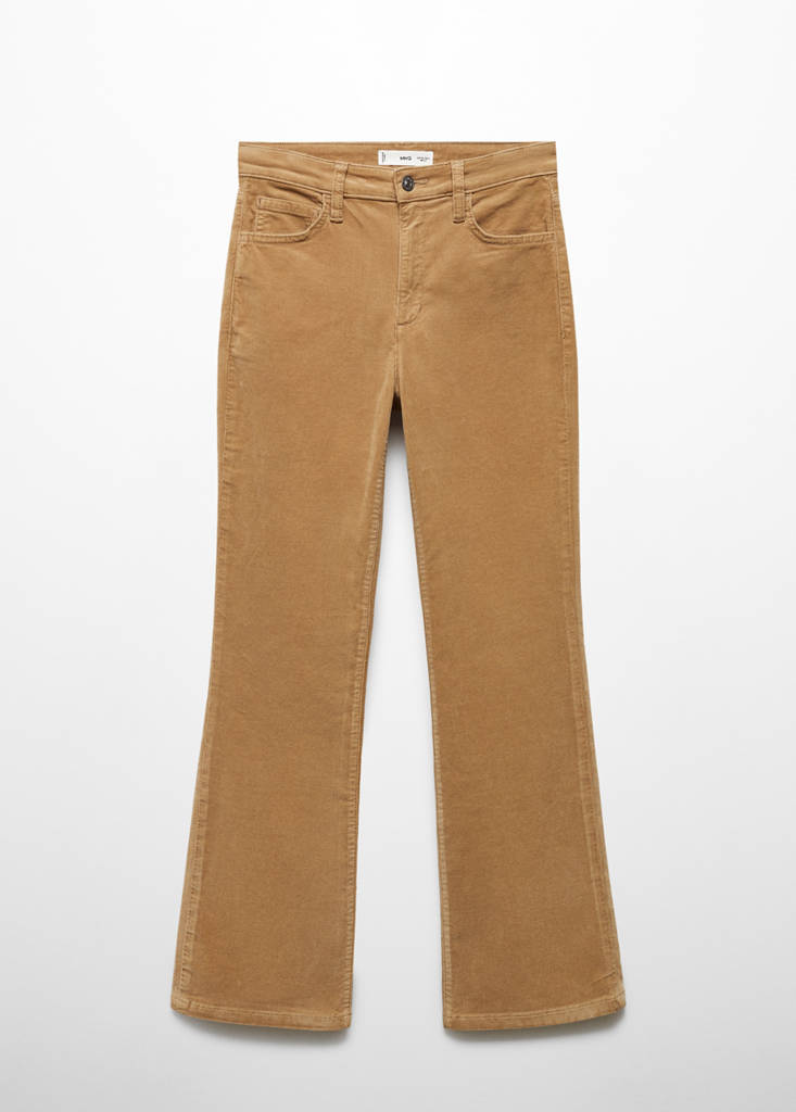 Flared cropped corduroy trousers — Medium Brown