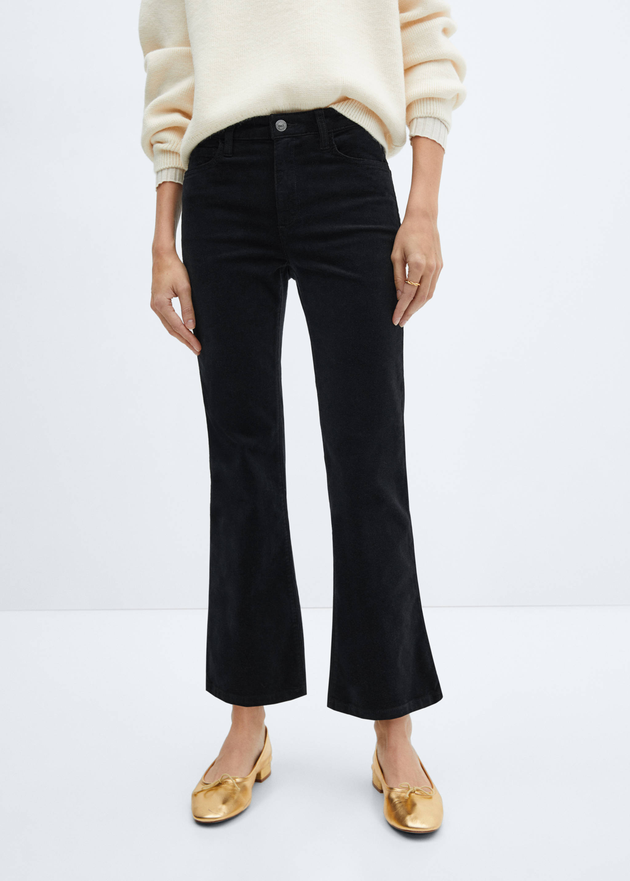 Flared cropped corduroy trousers - Medium plane