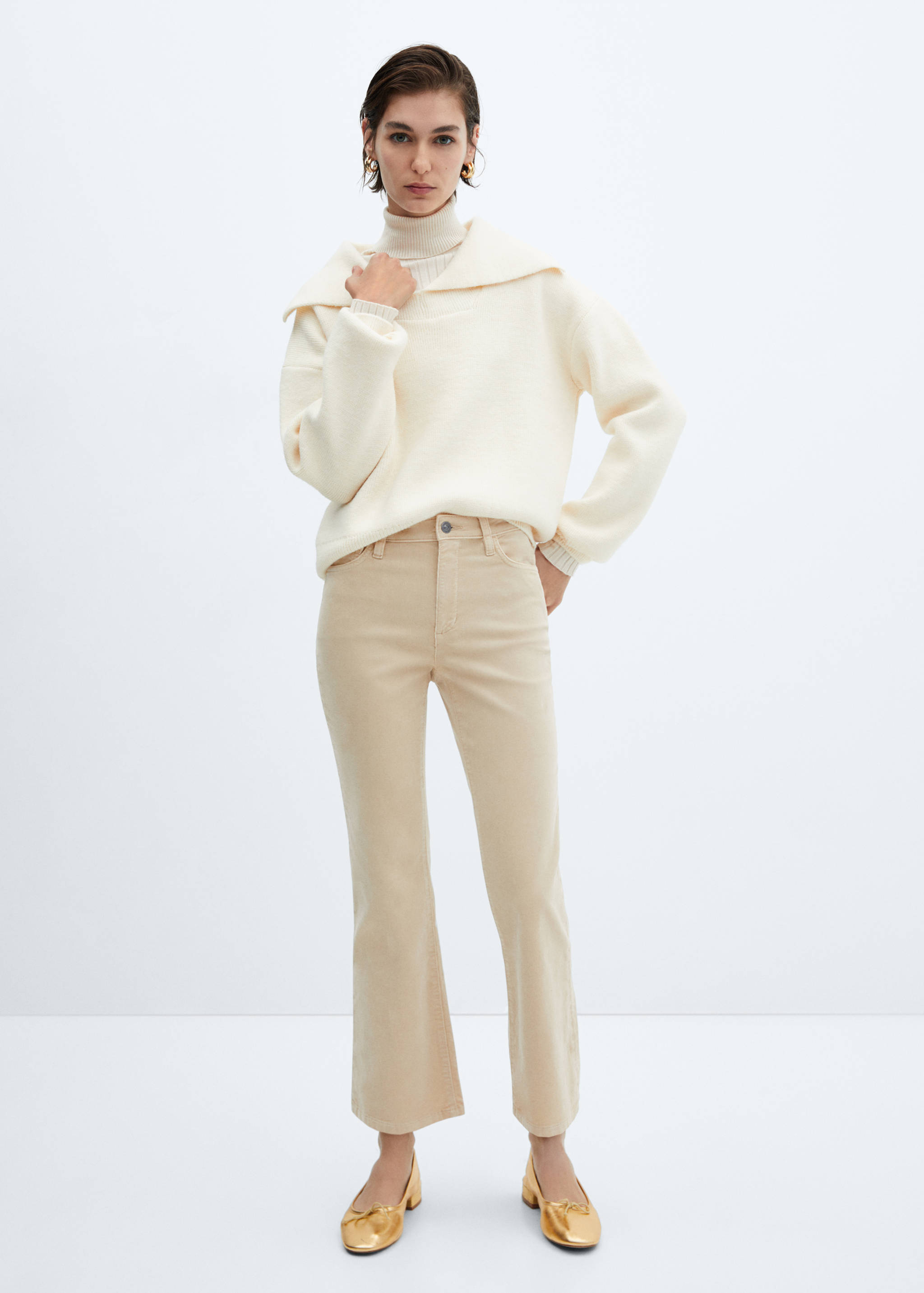Flared cropped corduroy trousers - General plane