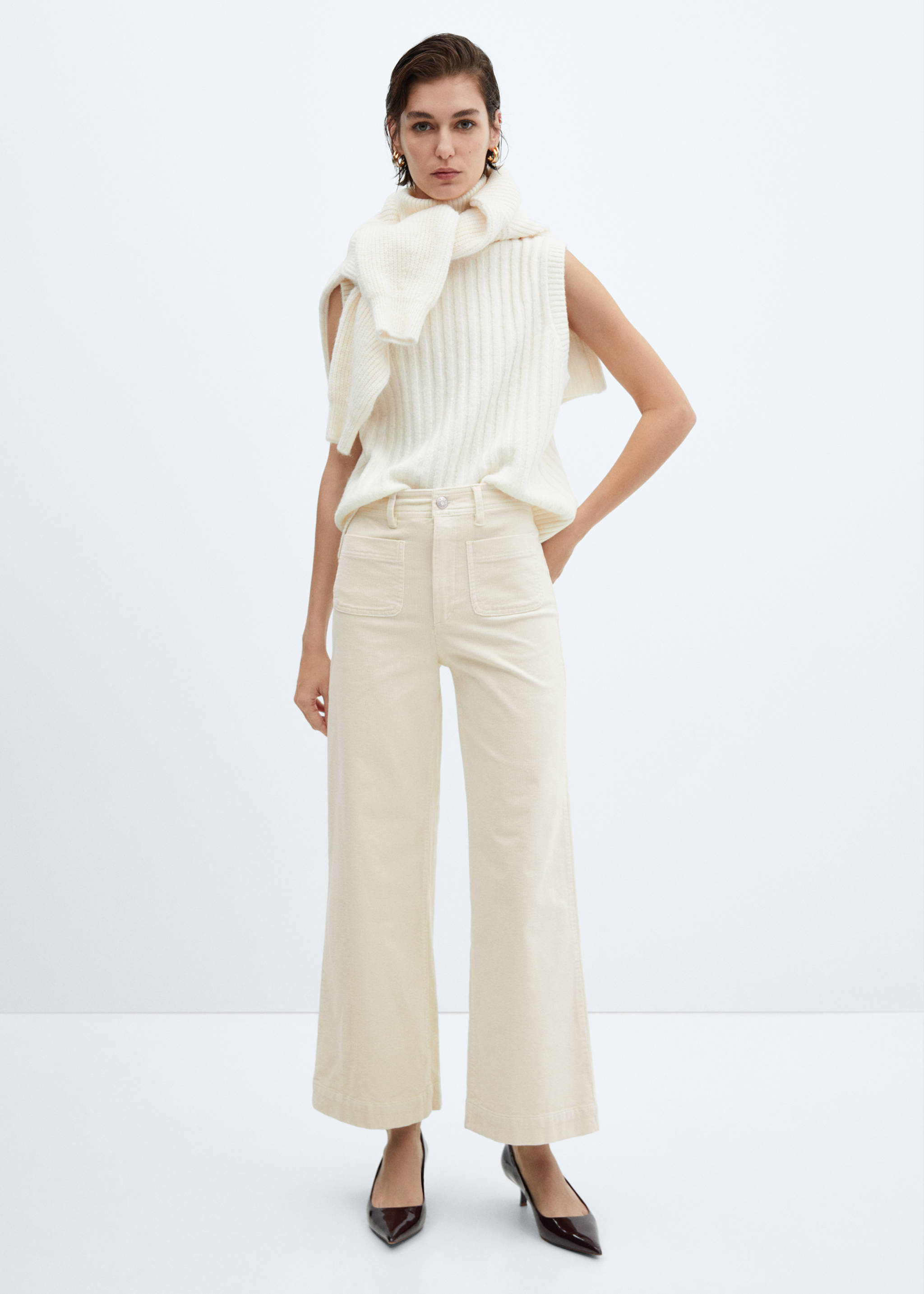 Corduroy culotte trousers - General plane