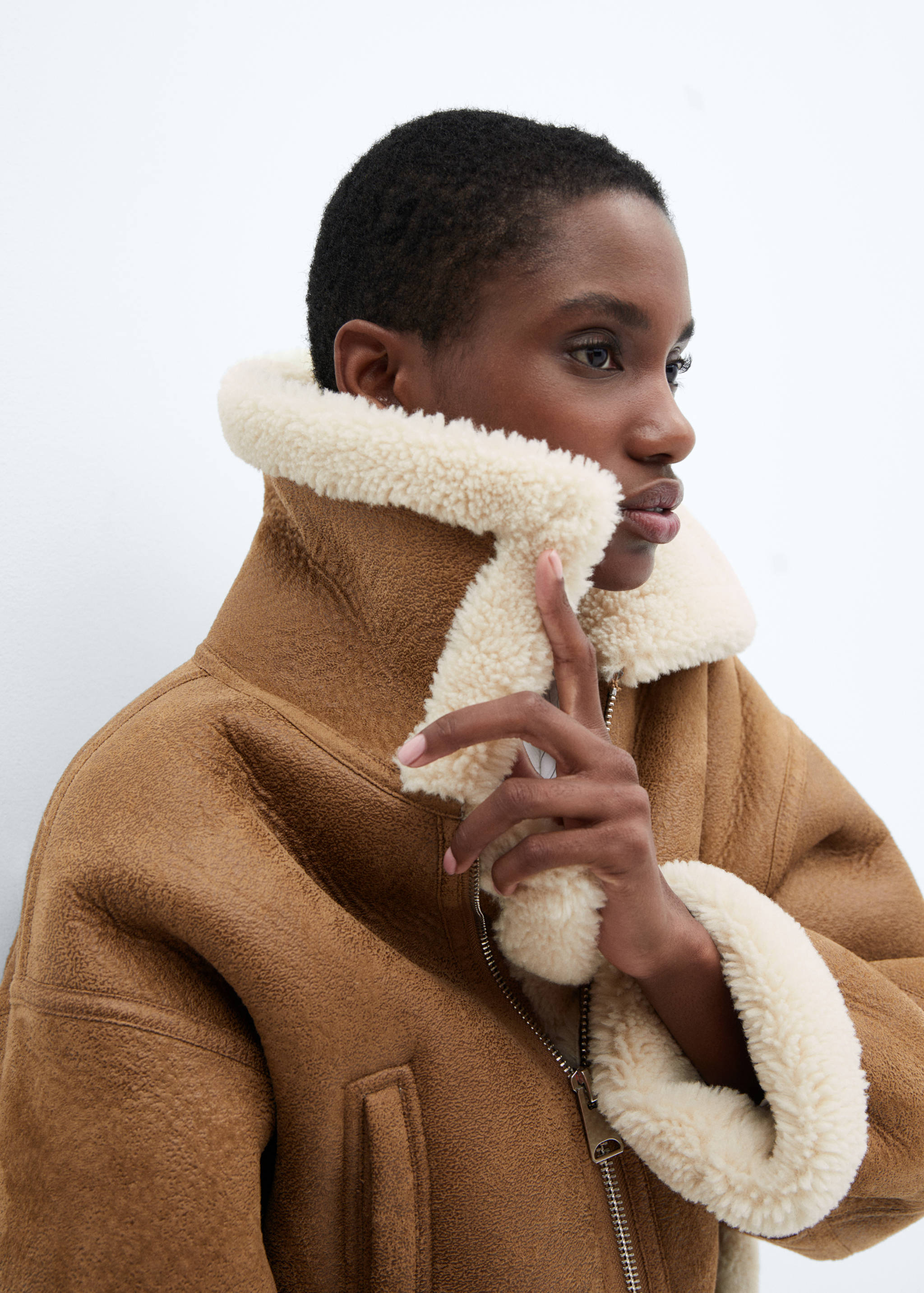 Shearling-lined faux-leather jacket - Details of the article 1