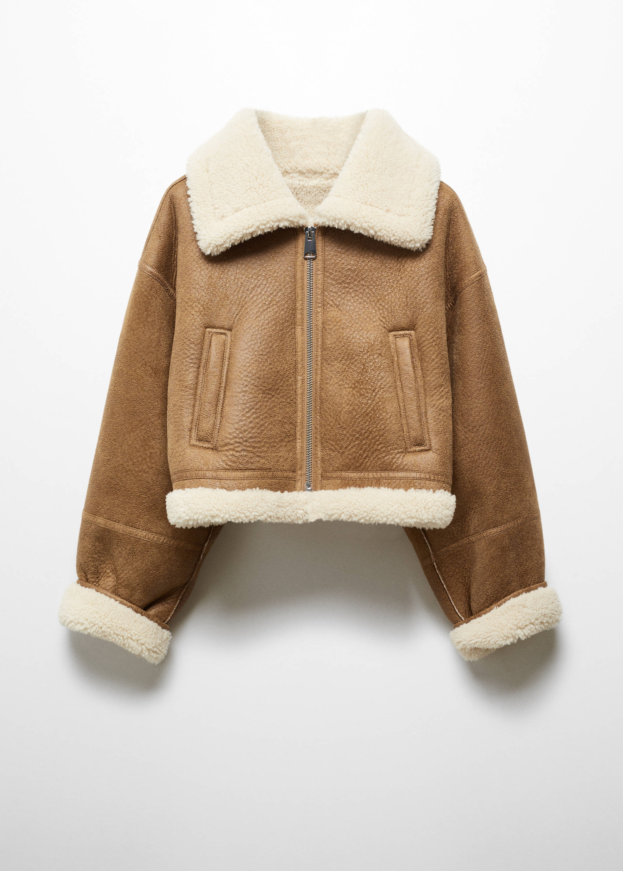 Shearling-lined faux-leather jacket - Article without model
