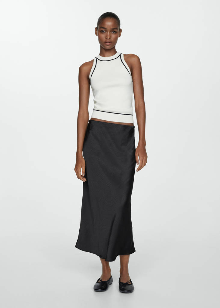 Midi satin skirt — Black