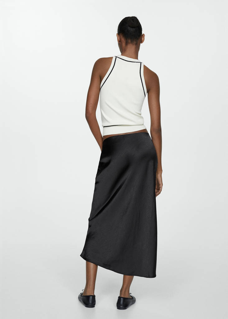 Midi satin skirt — Black