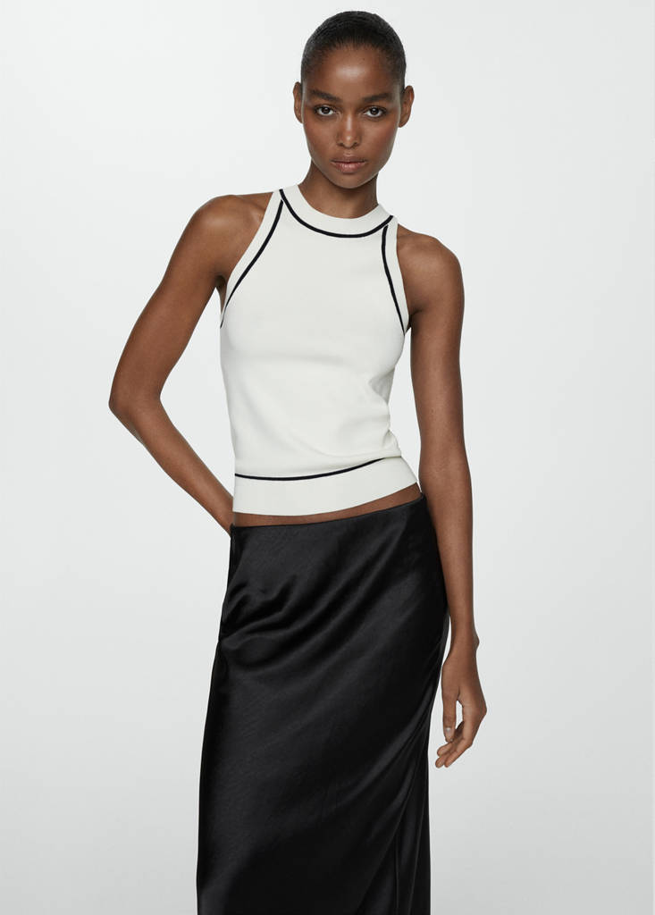 Midi satin skirt — Black
