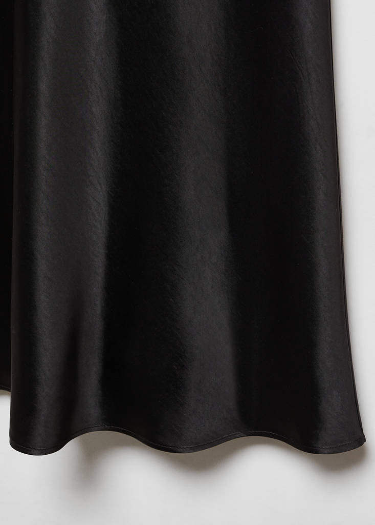 Midi satin skirt — Black