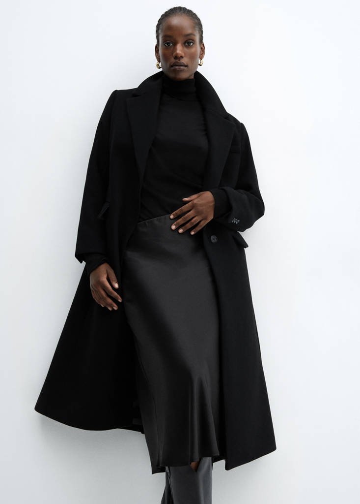 Midi satin skirt — Black