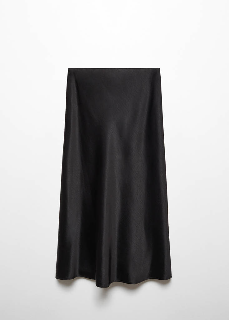 Midi satin skirt — Black