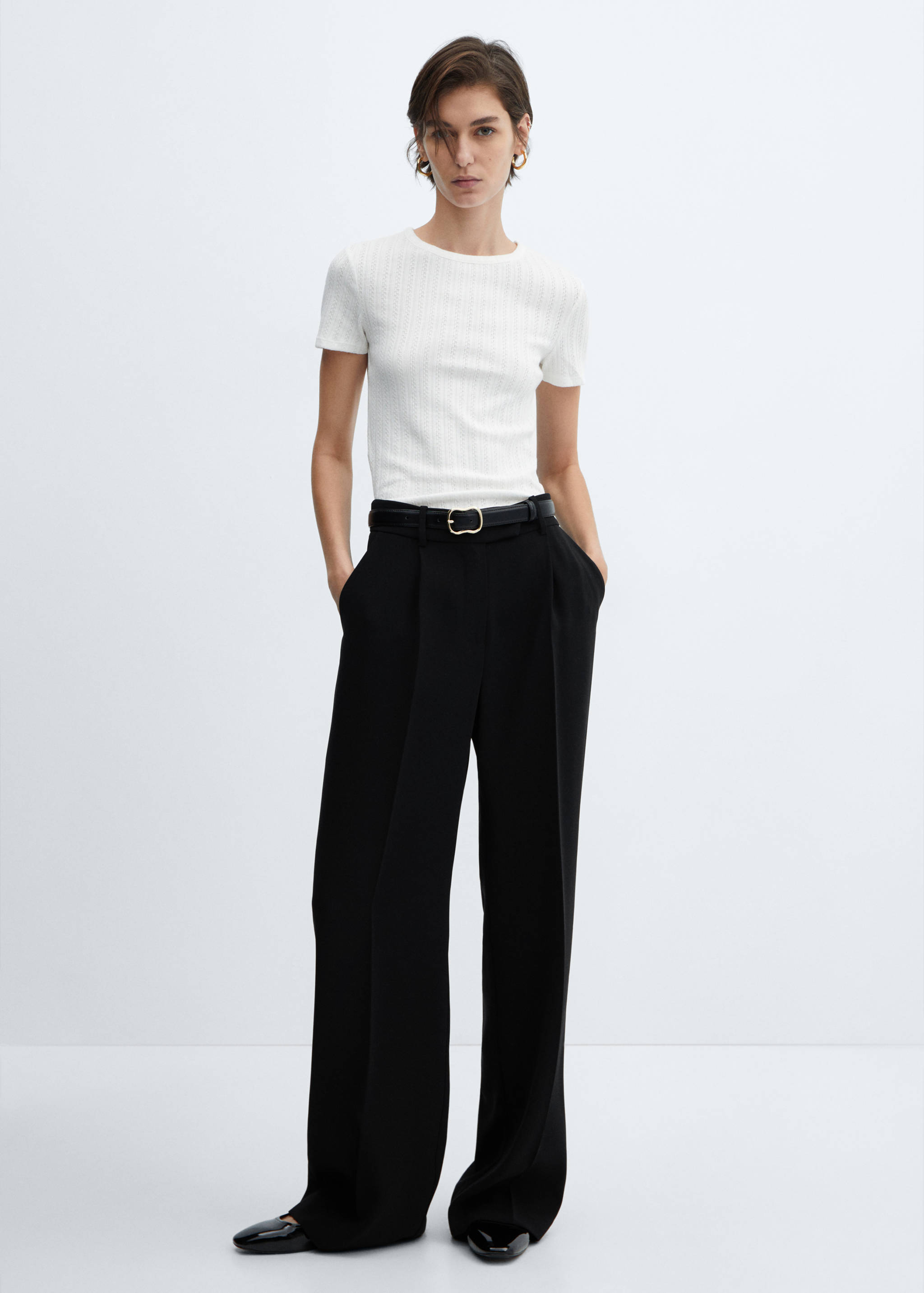 Camiseta canalé textura - Plano general