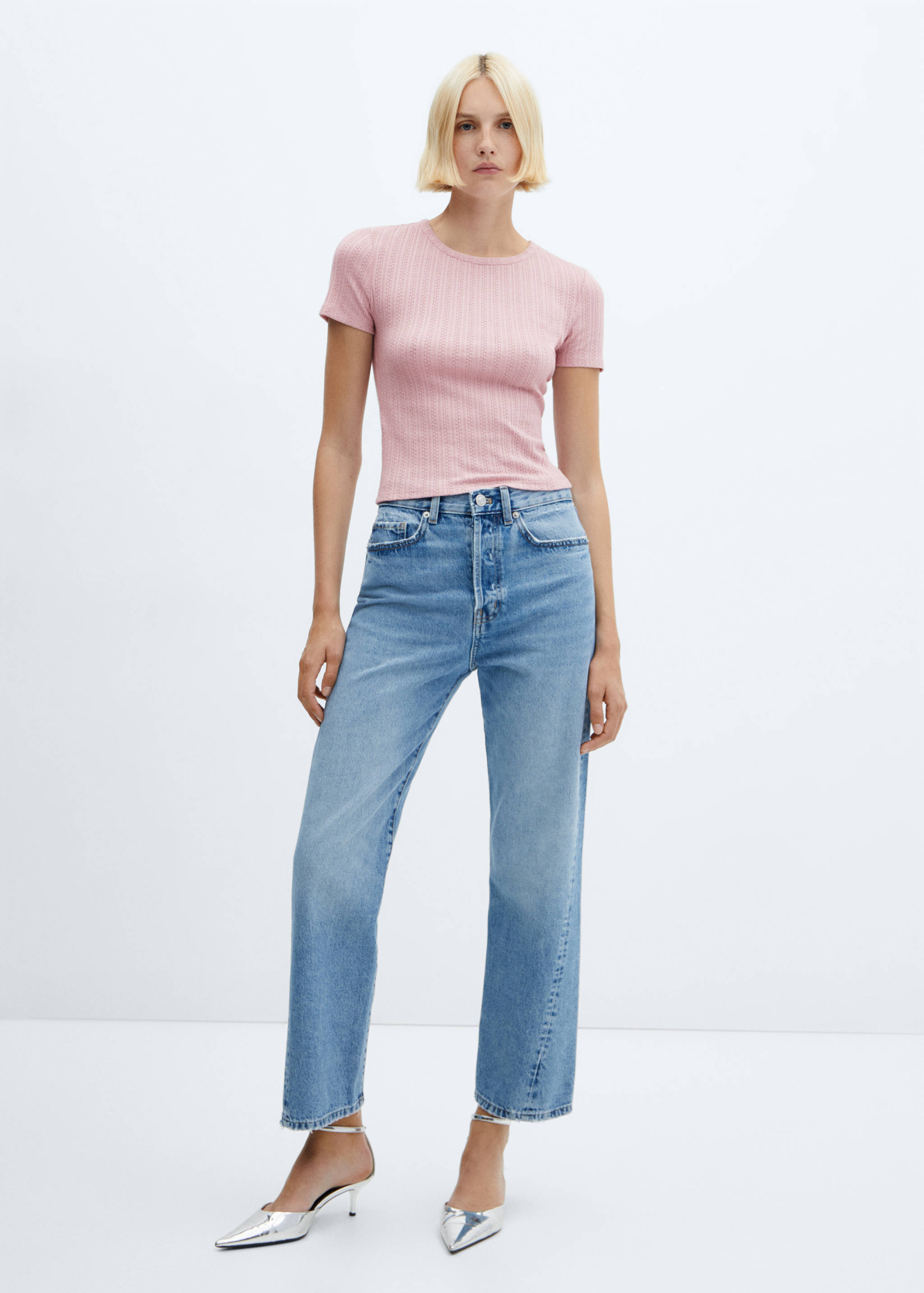 Camiseta canalé textura - Plano general