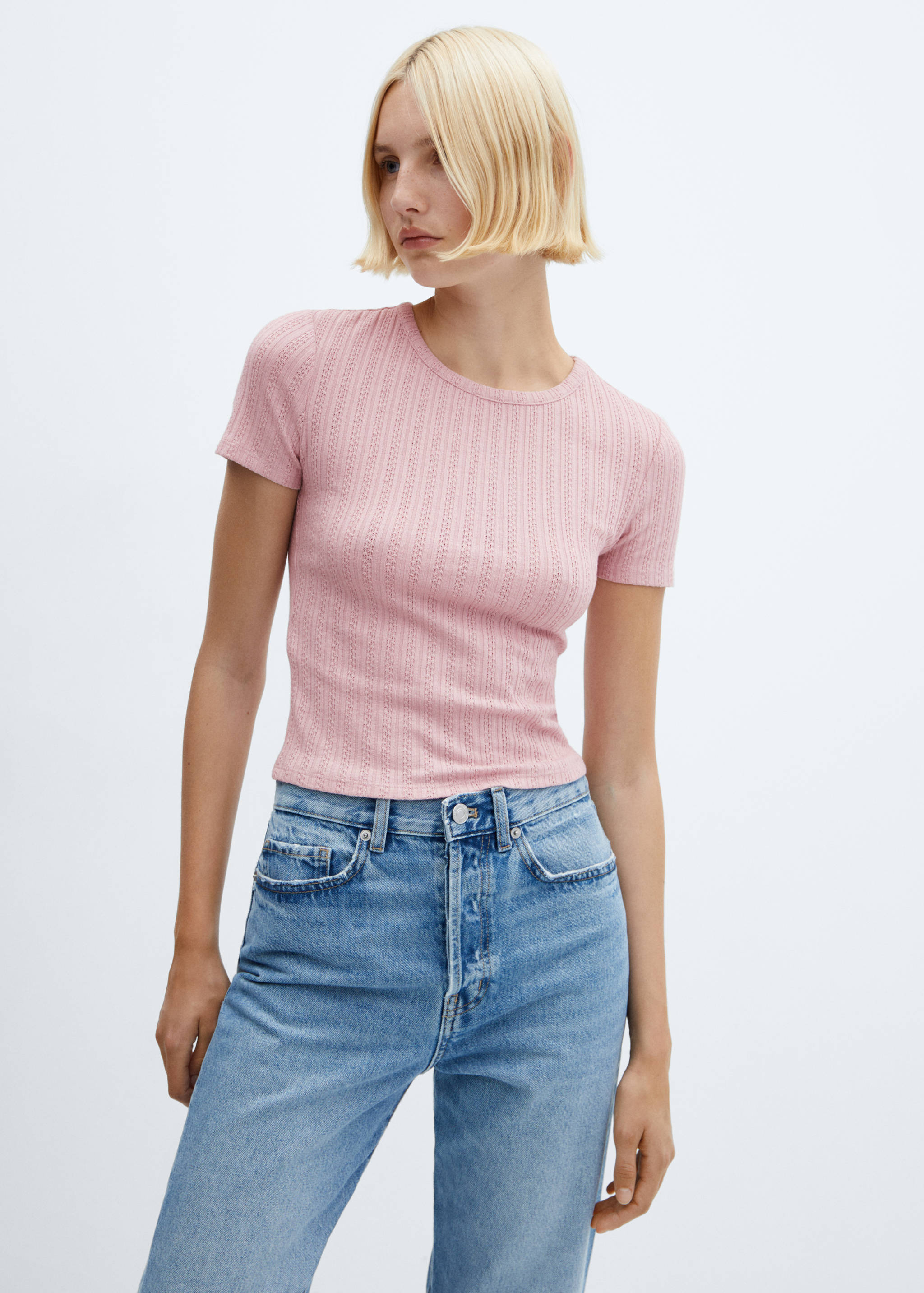 Camiseta canalé textura - Plano medio