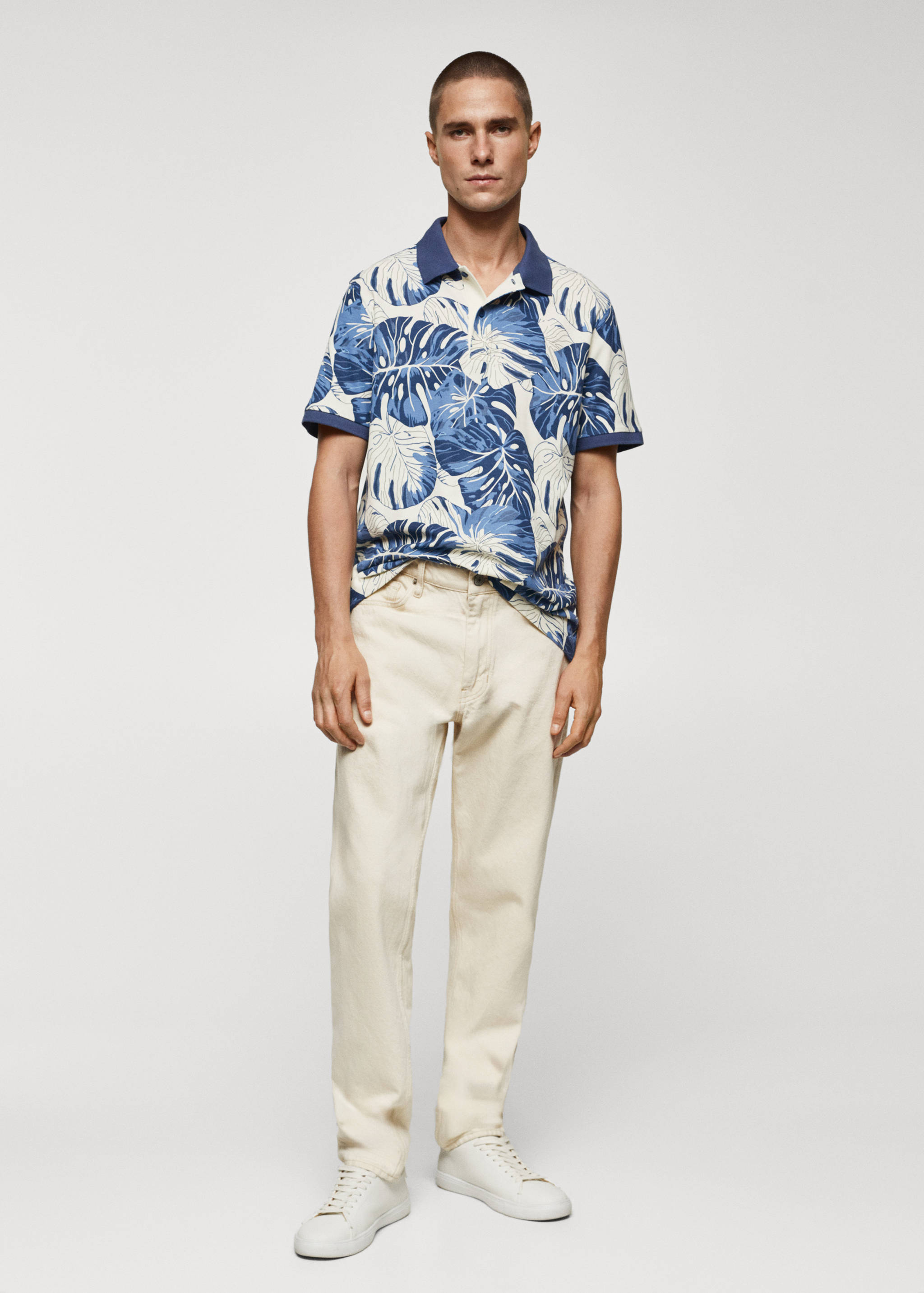 Tropical print cotton polo shirt - General plane
