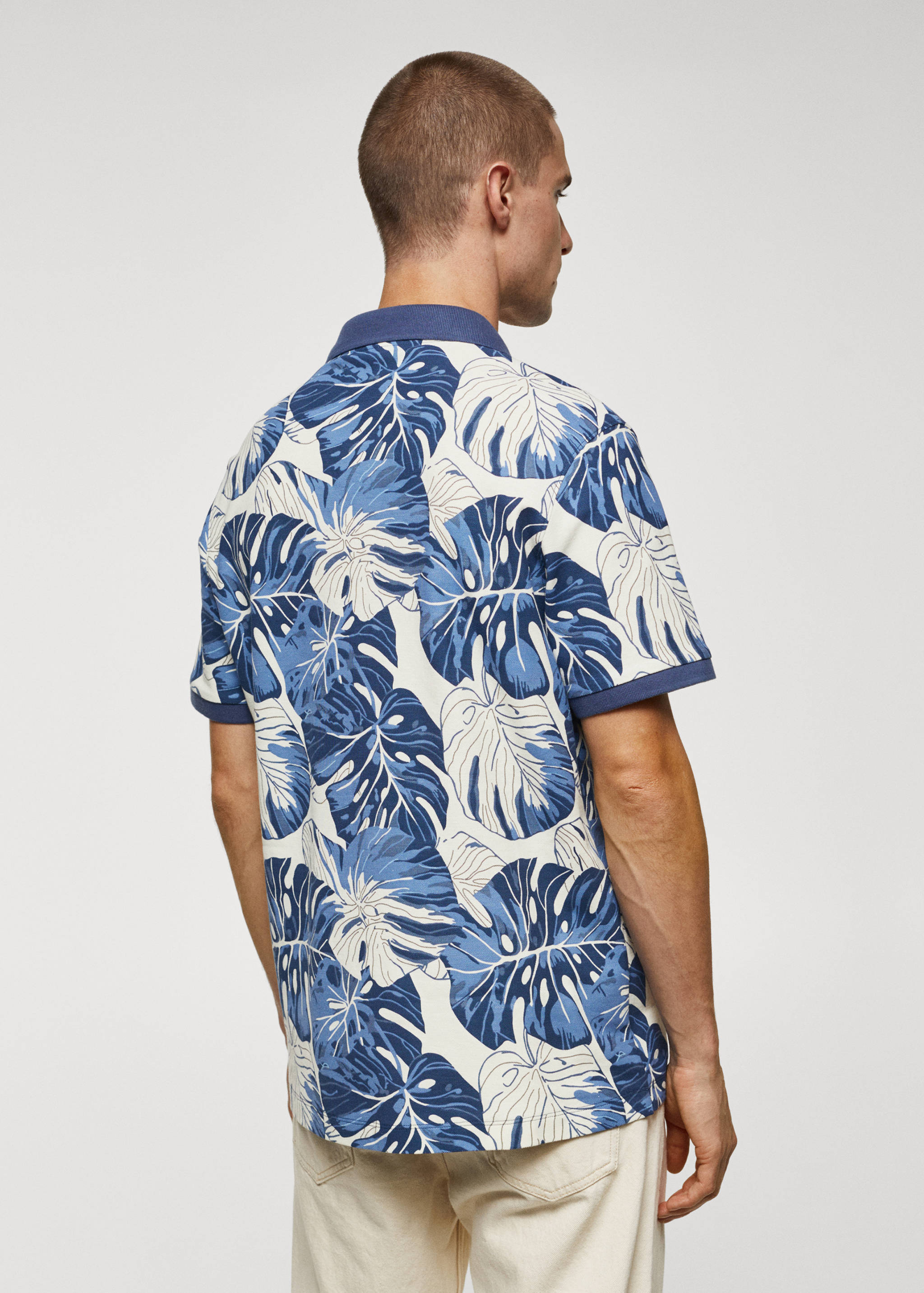 Tropical print cotton polo shirt - Reverse of the article