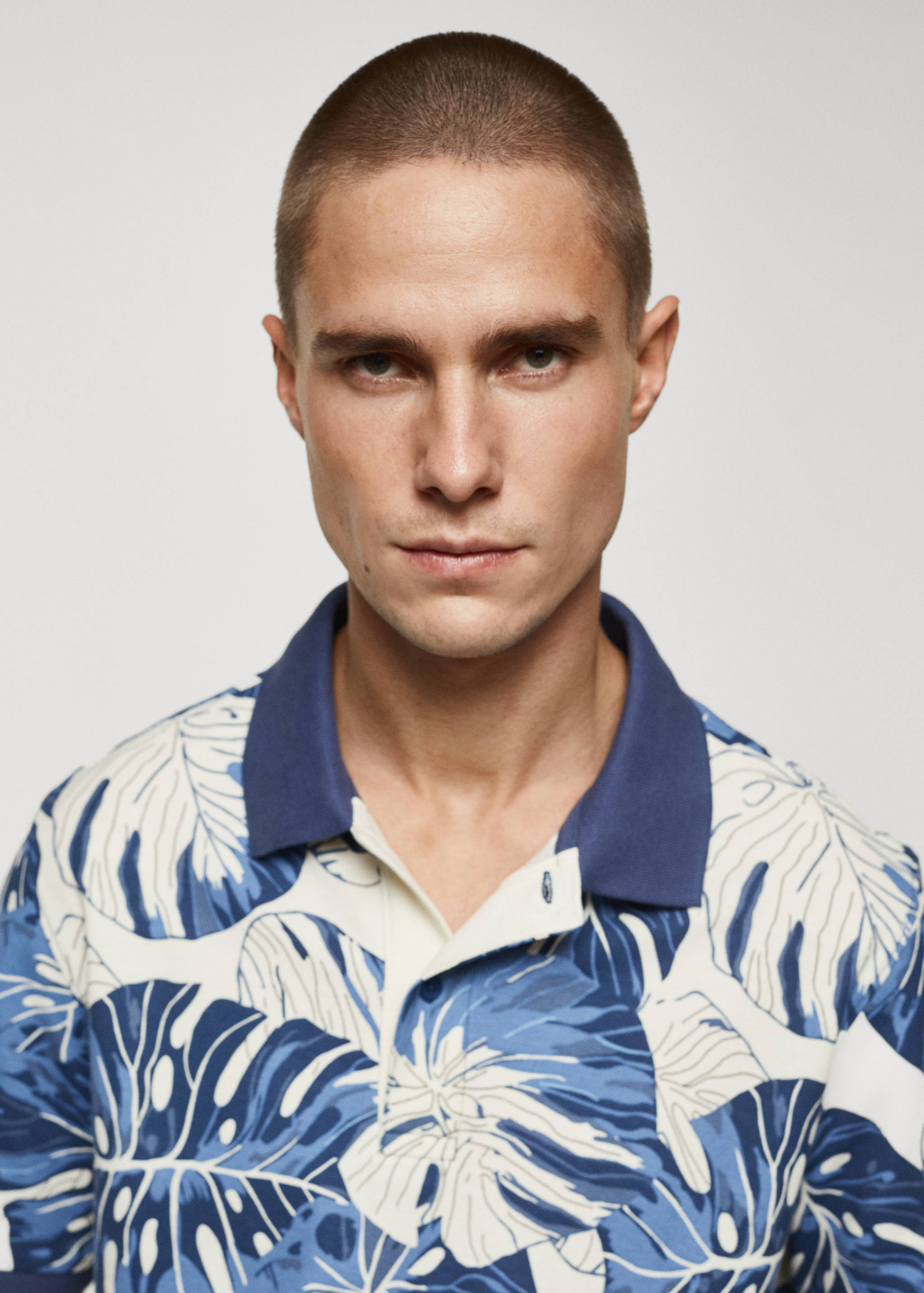 Tropical print cotton polo shirt - Details of the article 1