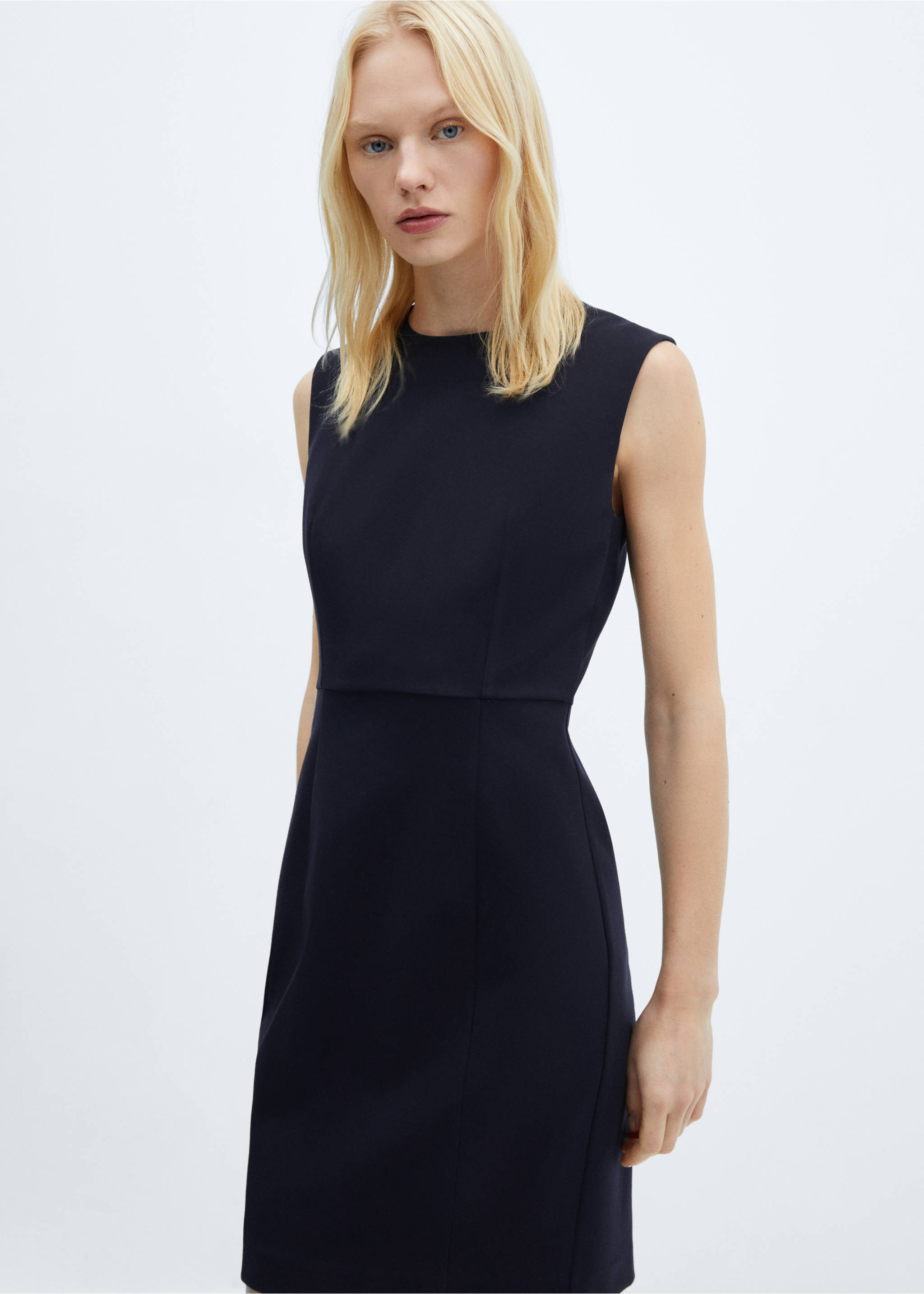 Roma-knit sleeveless dress - Medium plane, Dark Navy. Ref: 67030485-00.