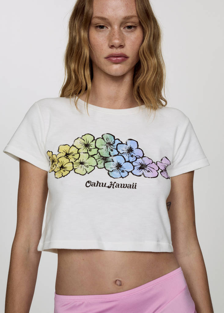Printed cropped t-shirt — Off White
