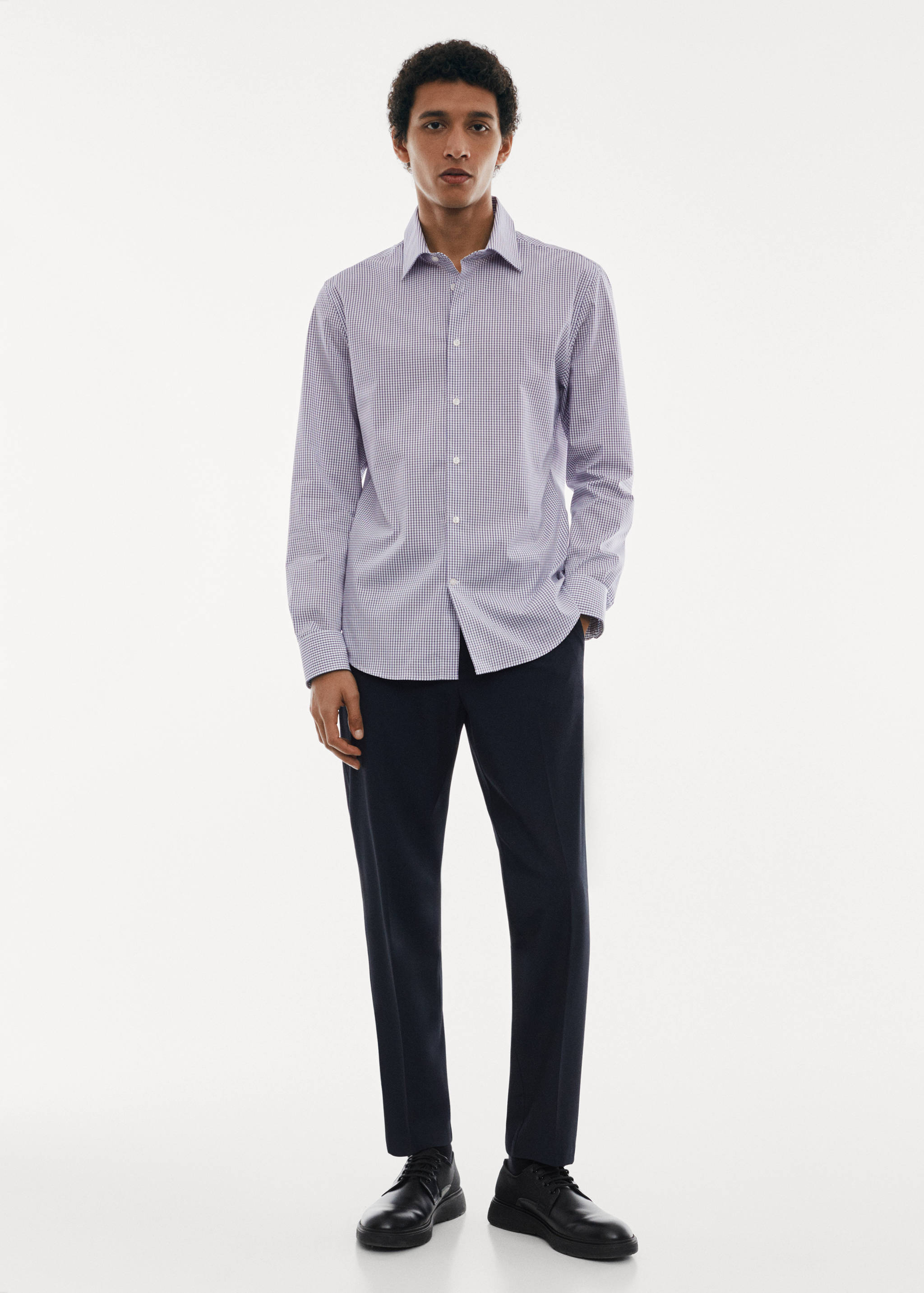 Camisa micro cuadro tejido stretch - Plano general