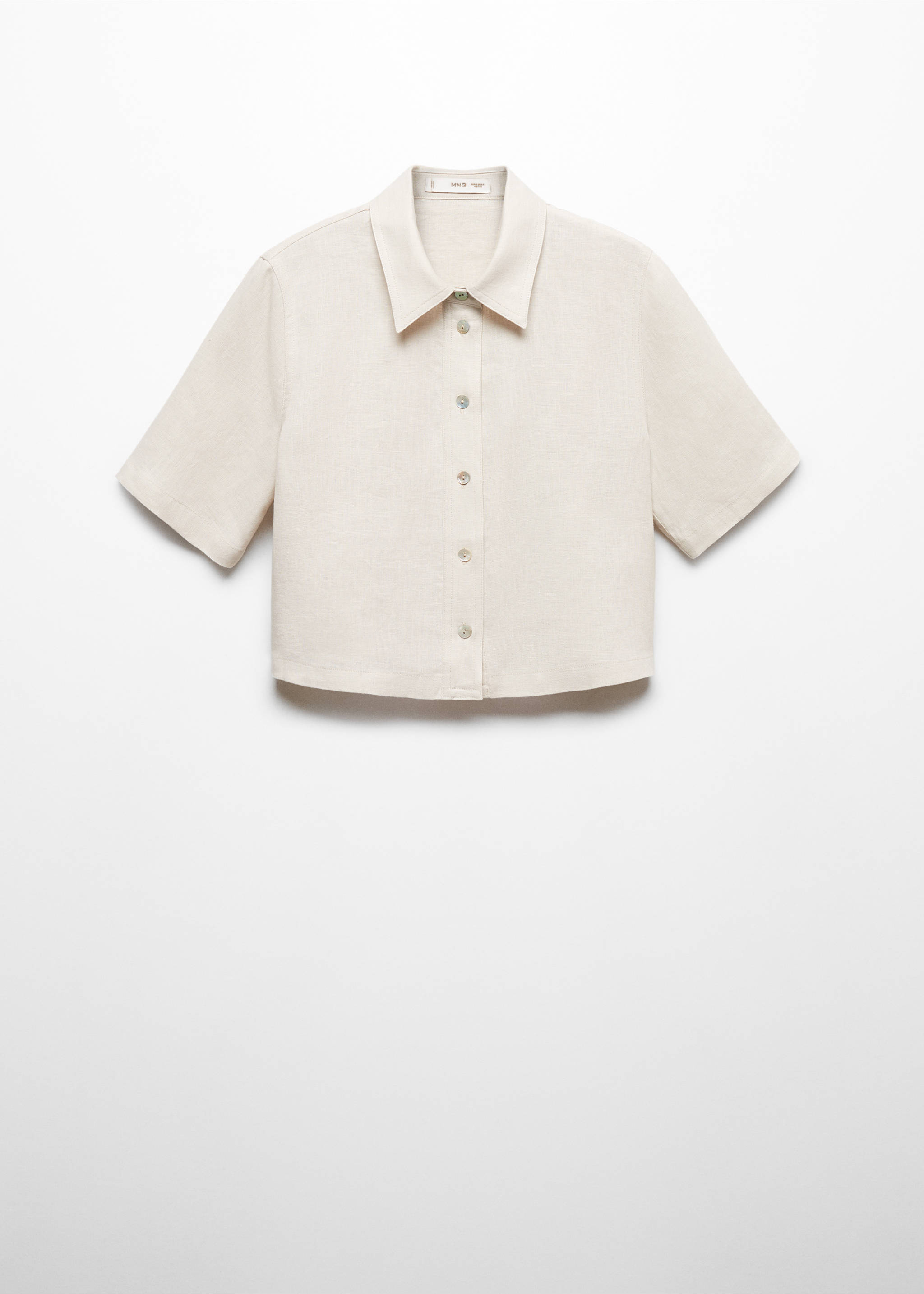 Chemise manches courtes lin - Article sans modèle, Beige. Ref: 67032534-00.