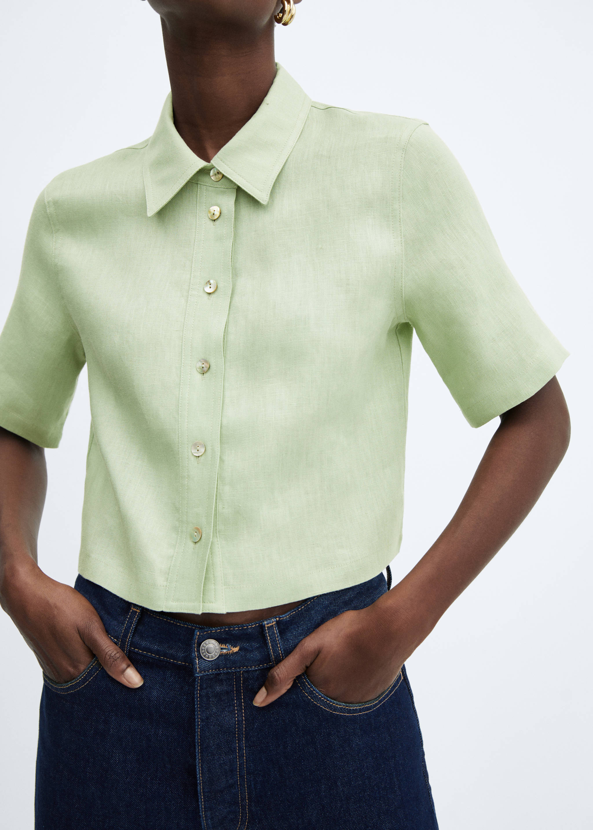 Linen-blend short-sleeve shirt - Details of the article 6