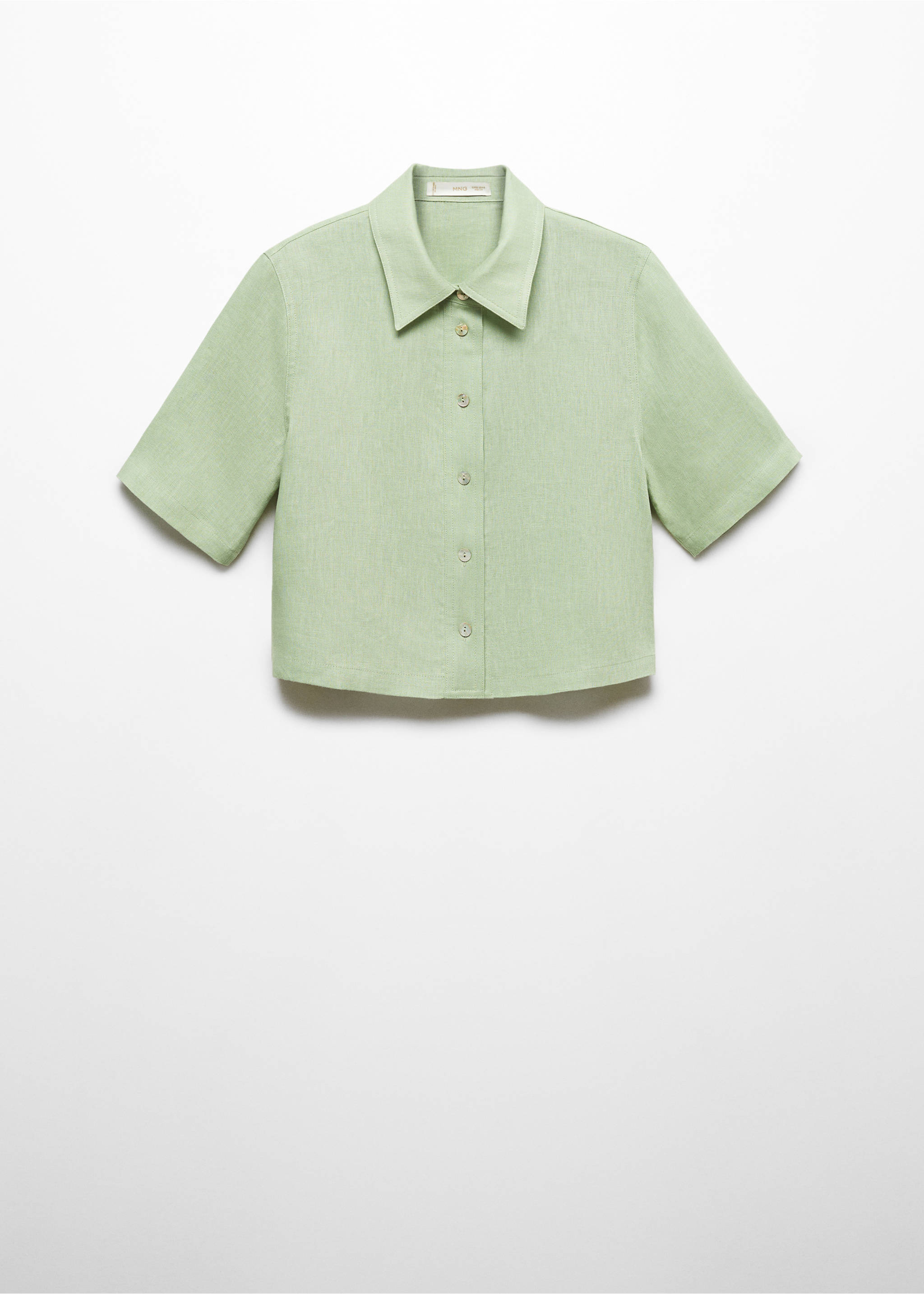 Chemise manches courtes lin - Article sans modèle, Vert pastel. Ref: 67032534-00.
